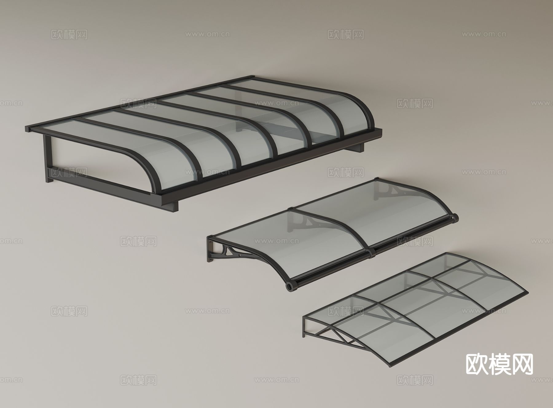 现代雨棚 雨搭 玻璃雨棚3d模型