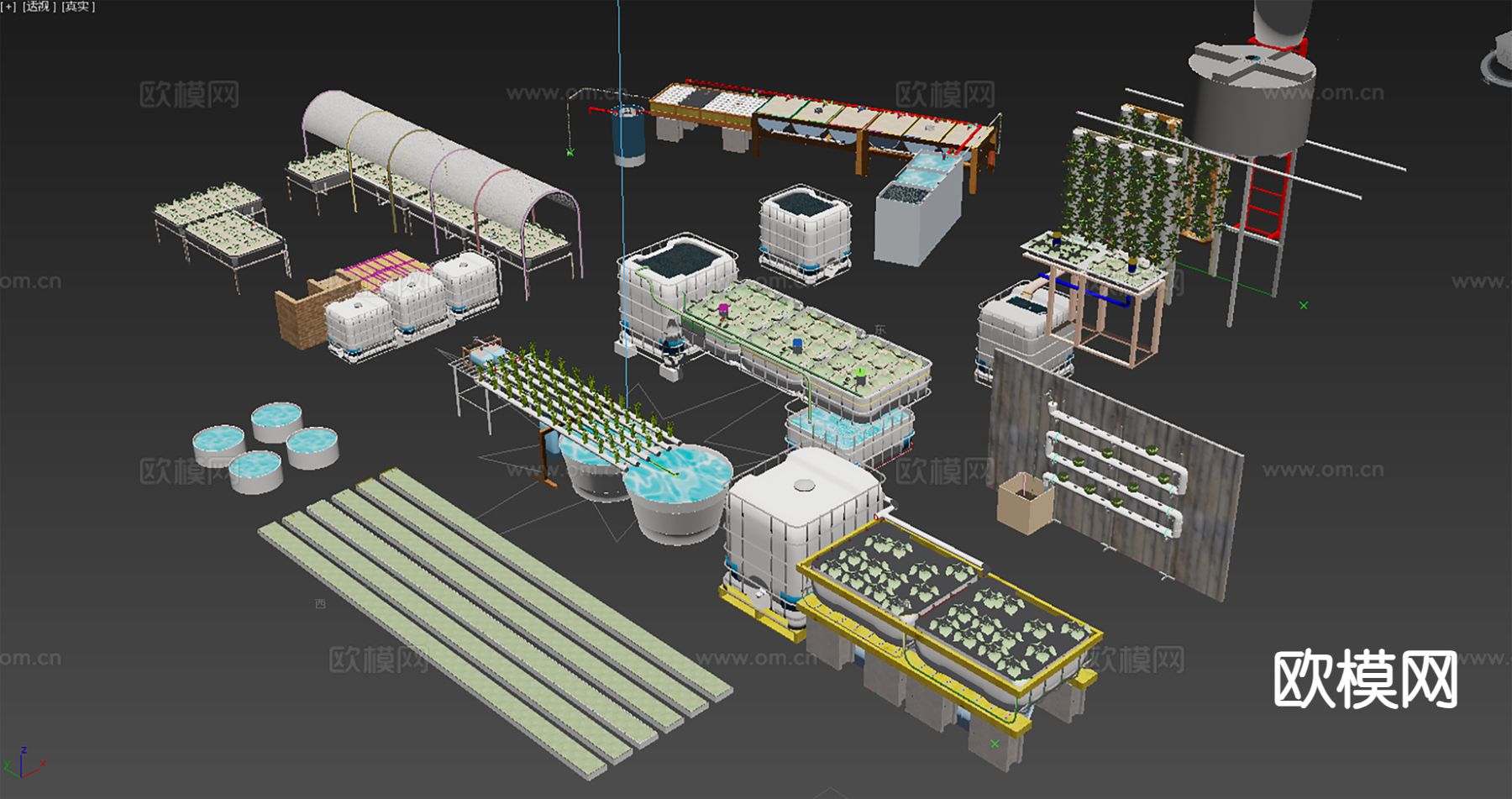 现代灌溉设备 菜园菜地 养殖培育设备3d模型