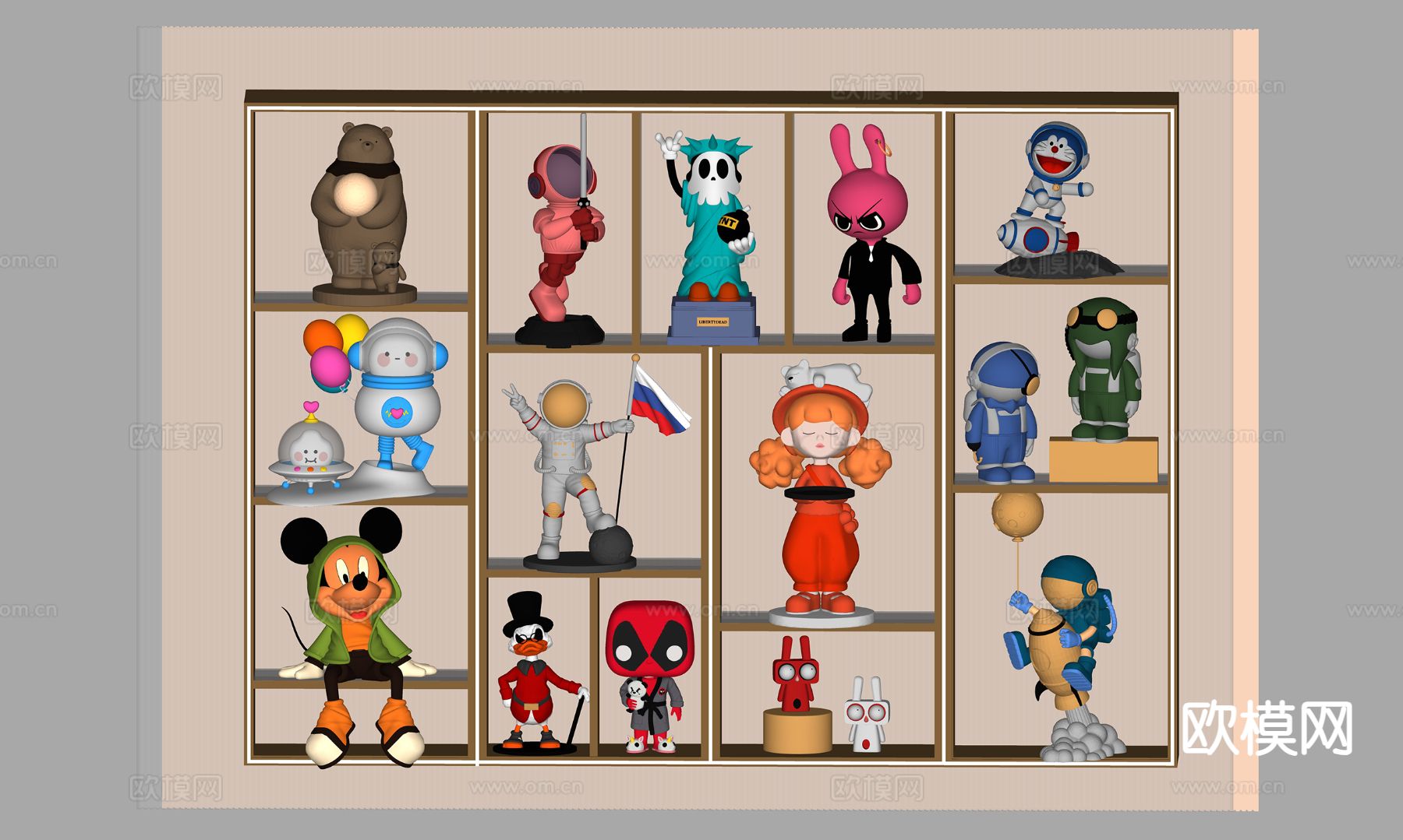 卡通潮玩 雕塑 公仔 手办摆件su模型下载（渲染图1）