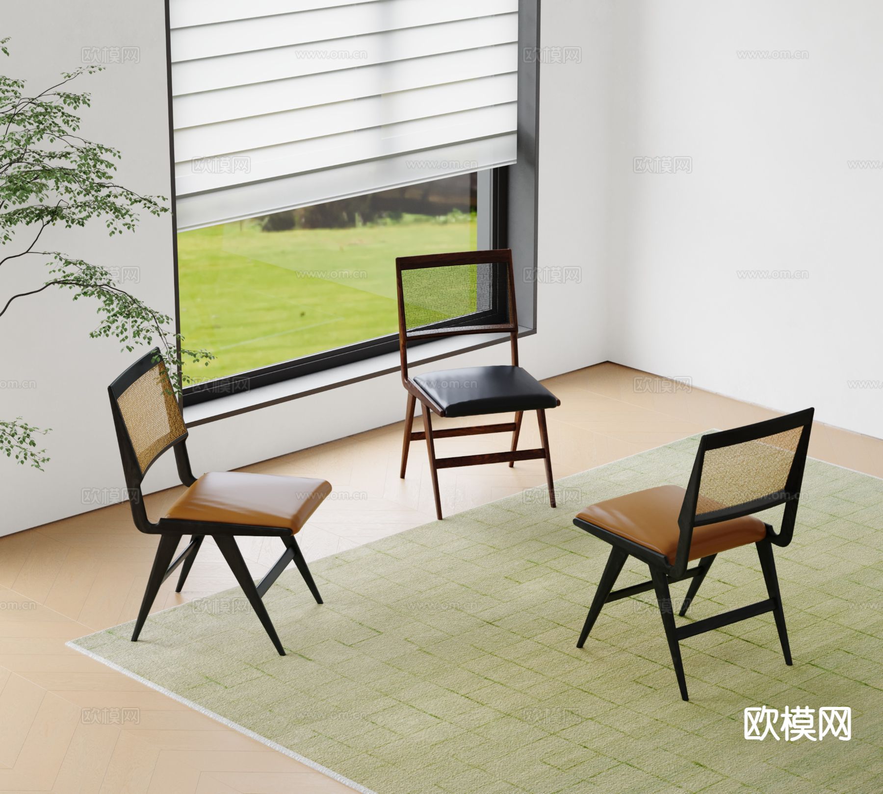 中古风餐椅 单椅su模型下载（渲染图2）