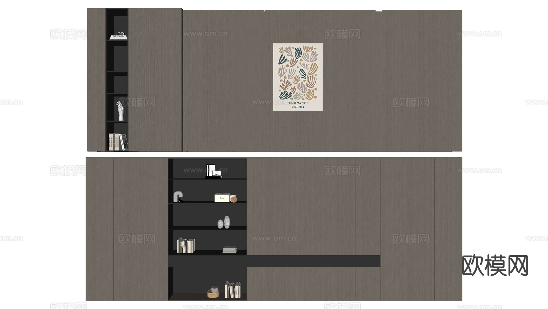 意式背景墙 沙发背景su模型下载（渲染图1）