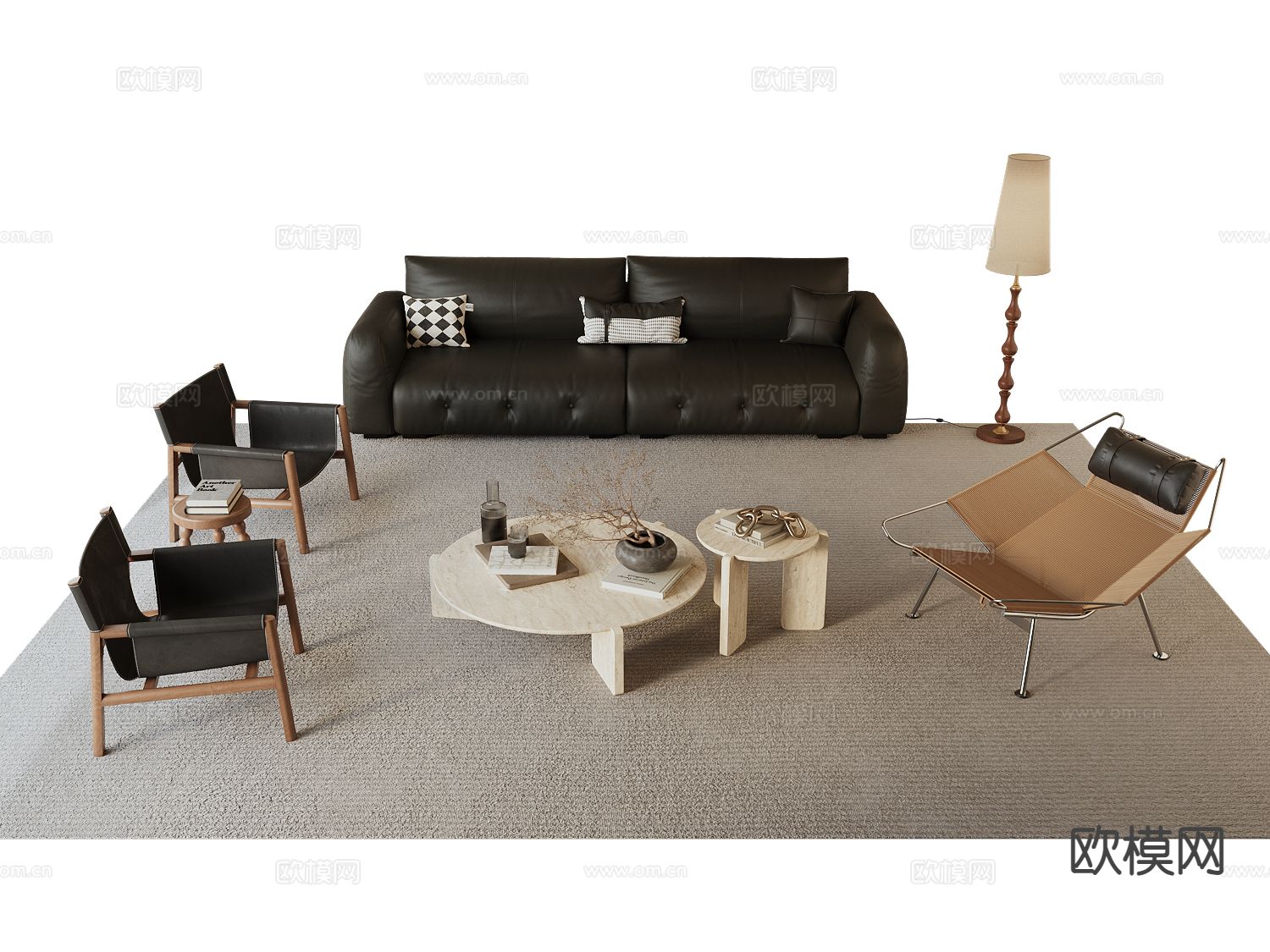中古风组合沙发3d模型下载