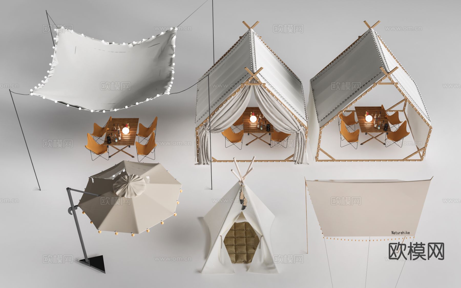现代露营帐篷 户外帐篷su模型下载（渲染图2）