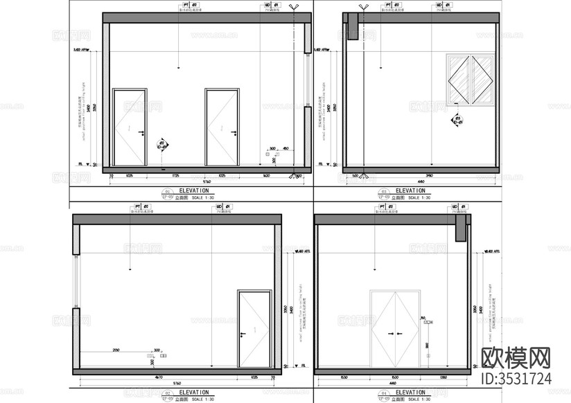 地下室物業(yè)用房cad施工圖下載(渲染圖3)