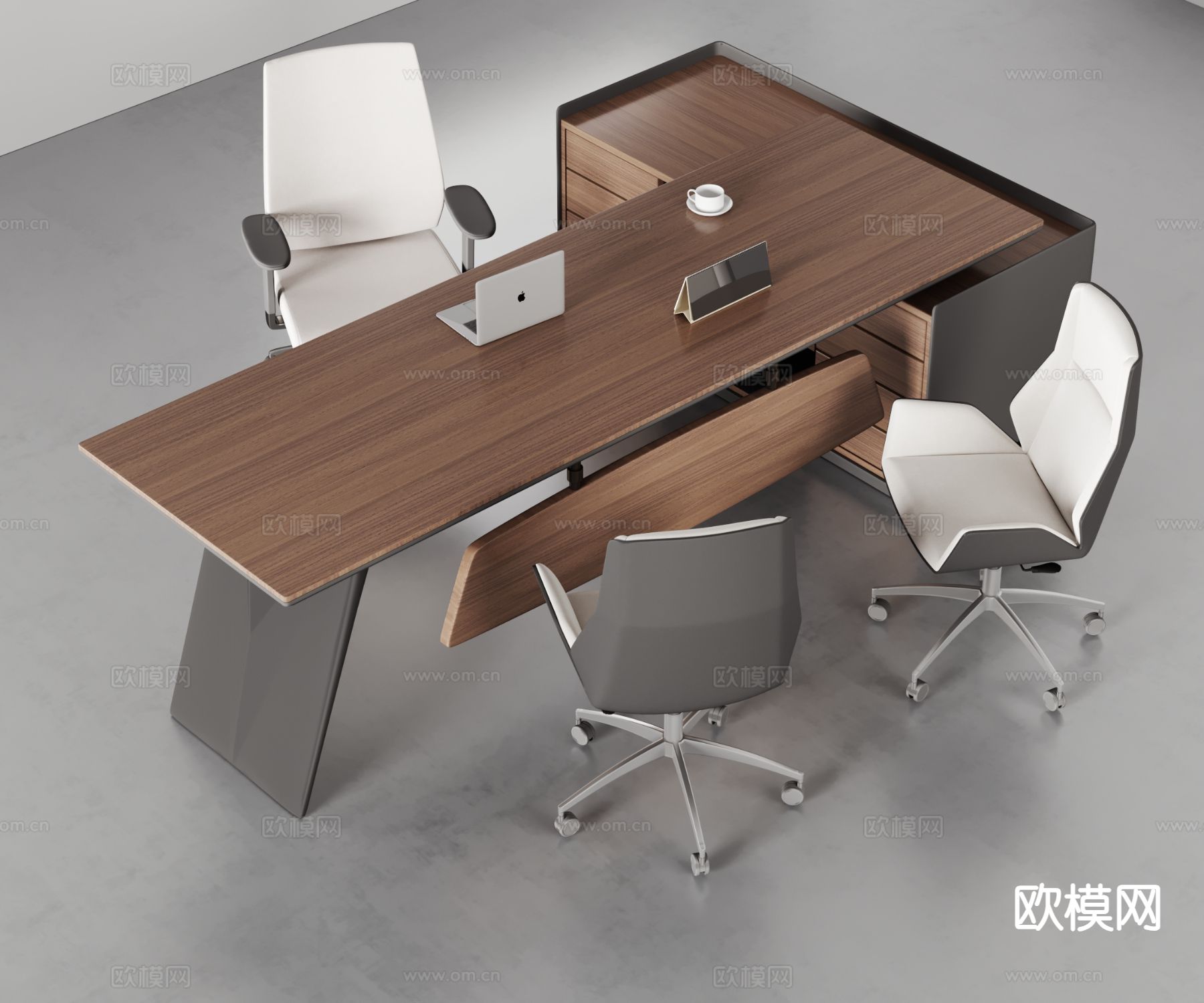 原木风老板桌  大班桌3d模型下载