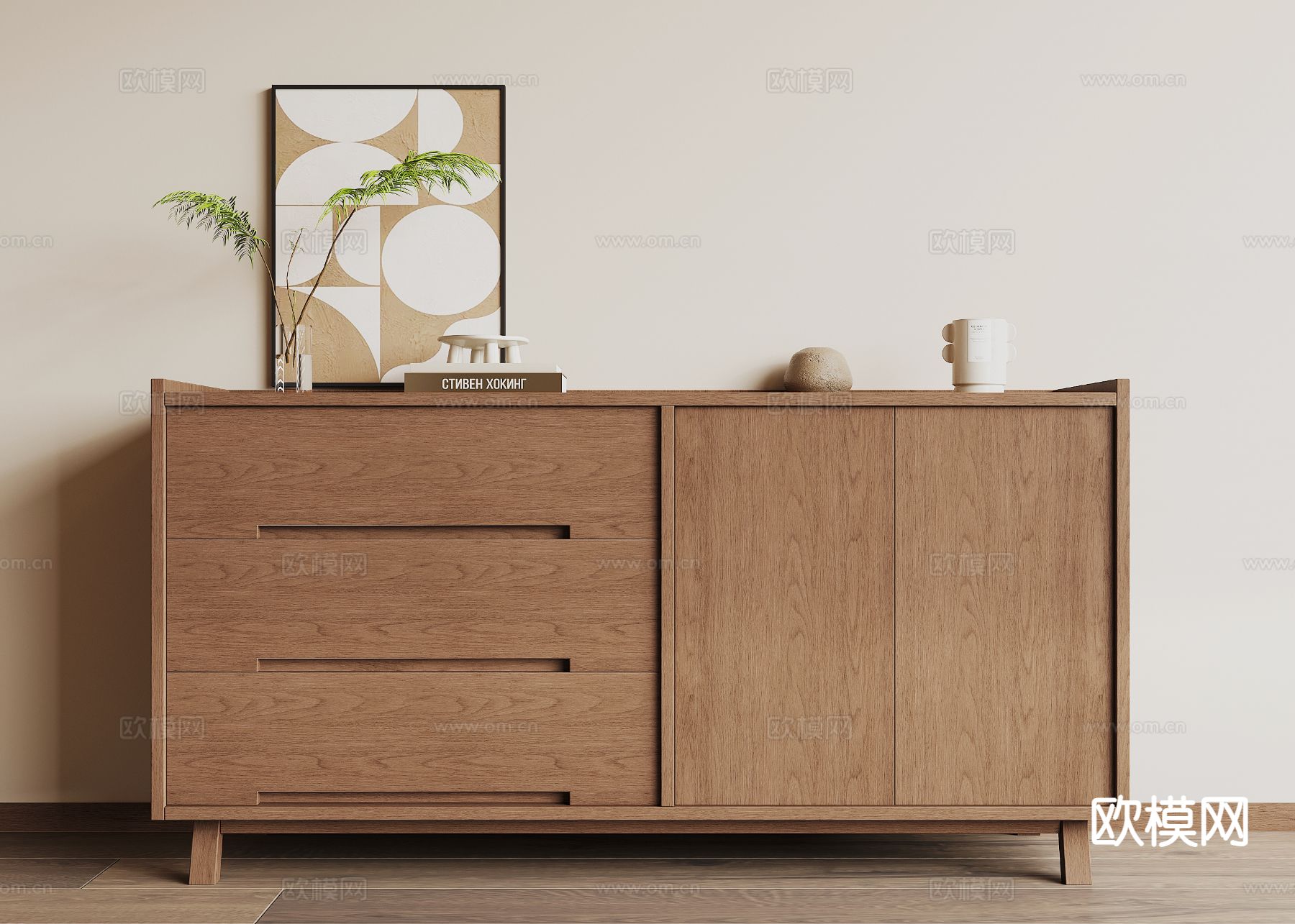 中古风玄关柜3d模型下载