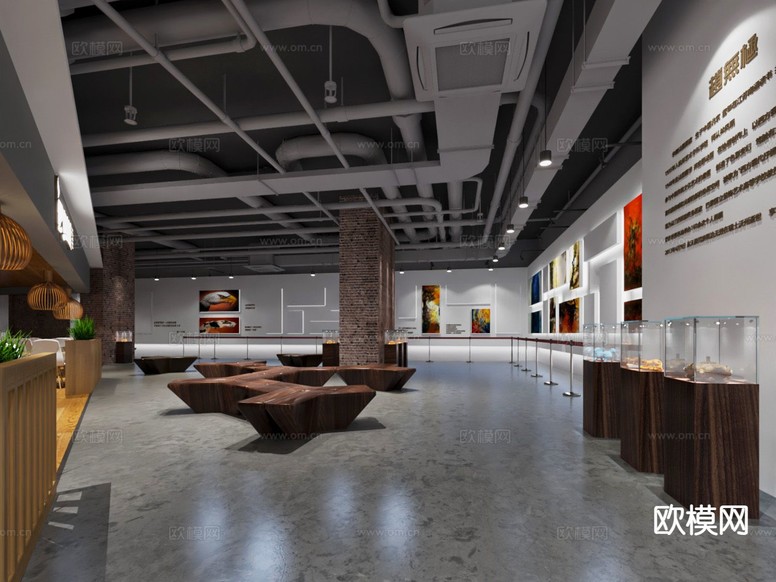 工业风博物馆 展厅3d模型下载(渲染图2)