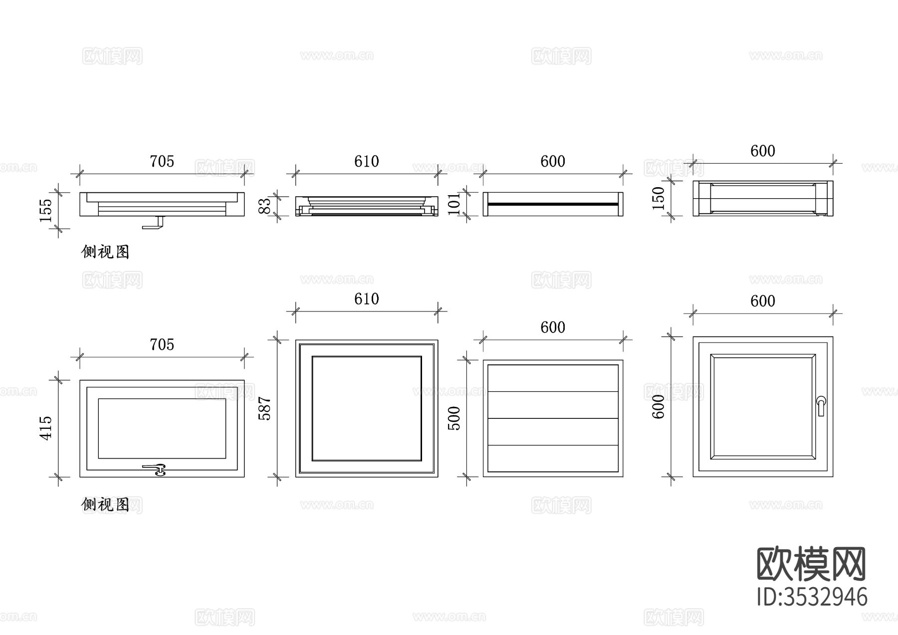 厕所窗户cad平面图下载