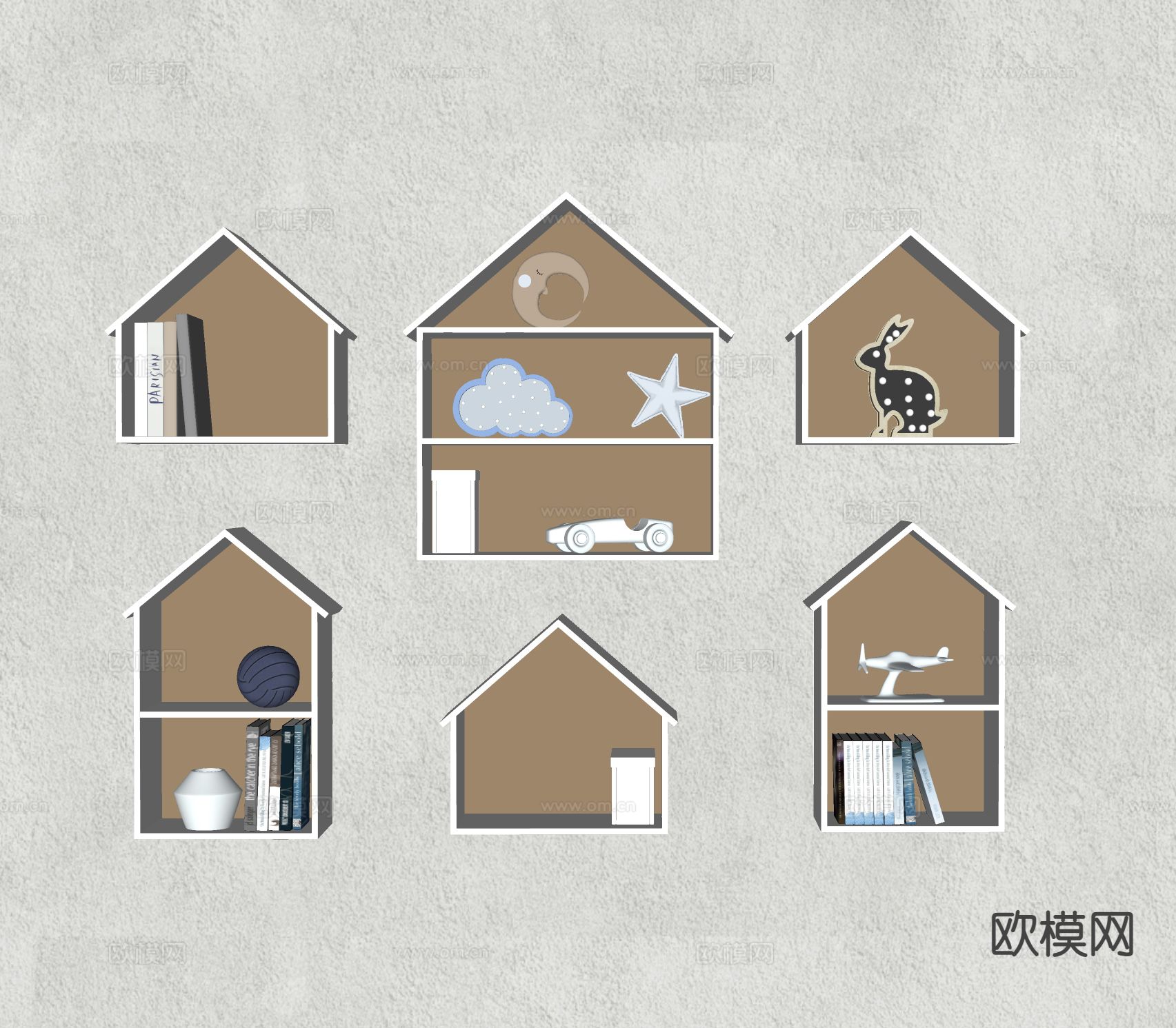 现代吊柜 壁挂置物架 展示架su模型下载