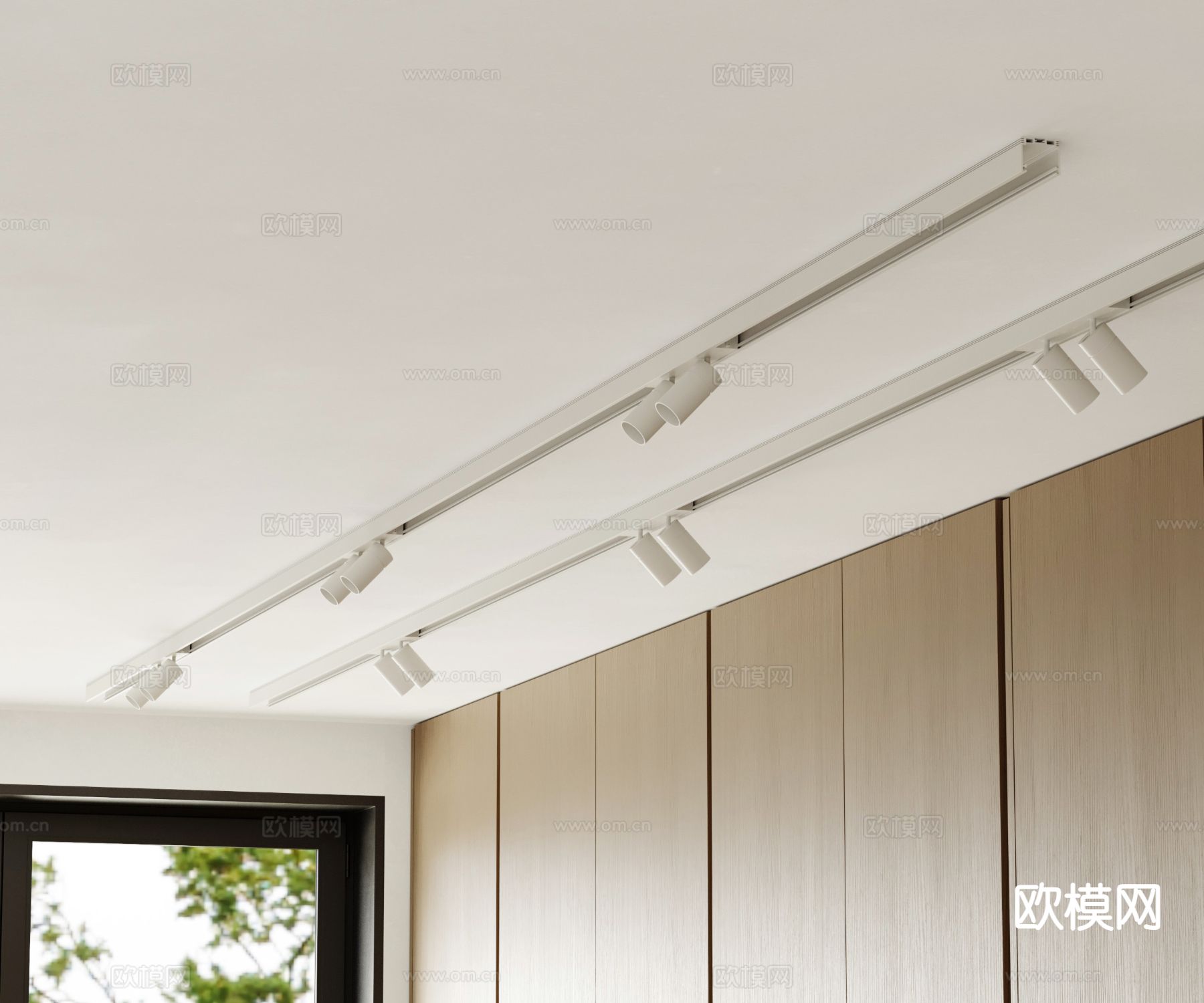 明装射灯 轨道灯su模型下载（渲染图2）