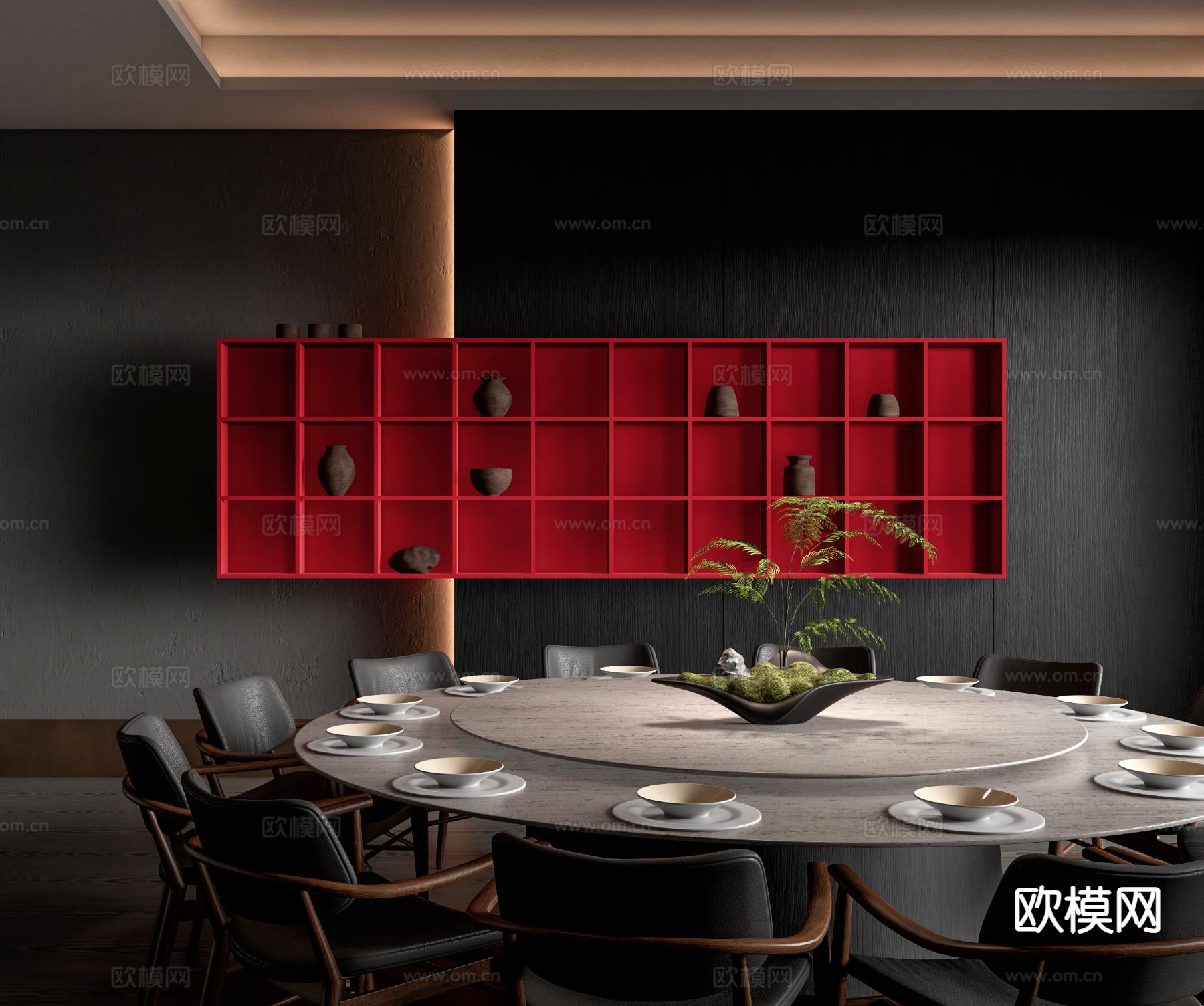 中餐厅包厢 酒楼包房su模型下载（渲染图2）