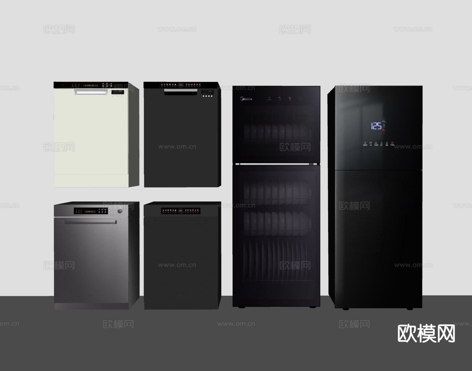 厨房电器 洗碗机 消毒柜 洗碗柜su模型下载（渲染图1）