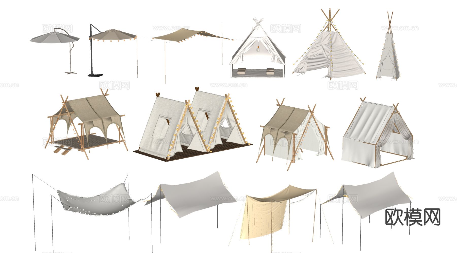 现代露营帐篷 户外帐篷su模型下载（渲染图1）