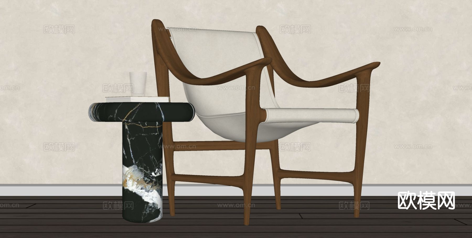 中古风椅子 休闲椅su模型下载（渲染图1）