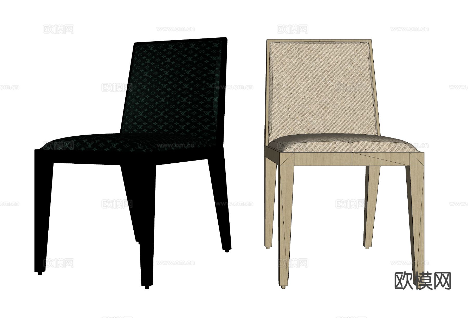 现代单椅 餐椅su模型下载（渲染图1）