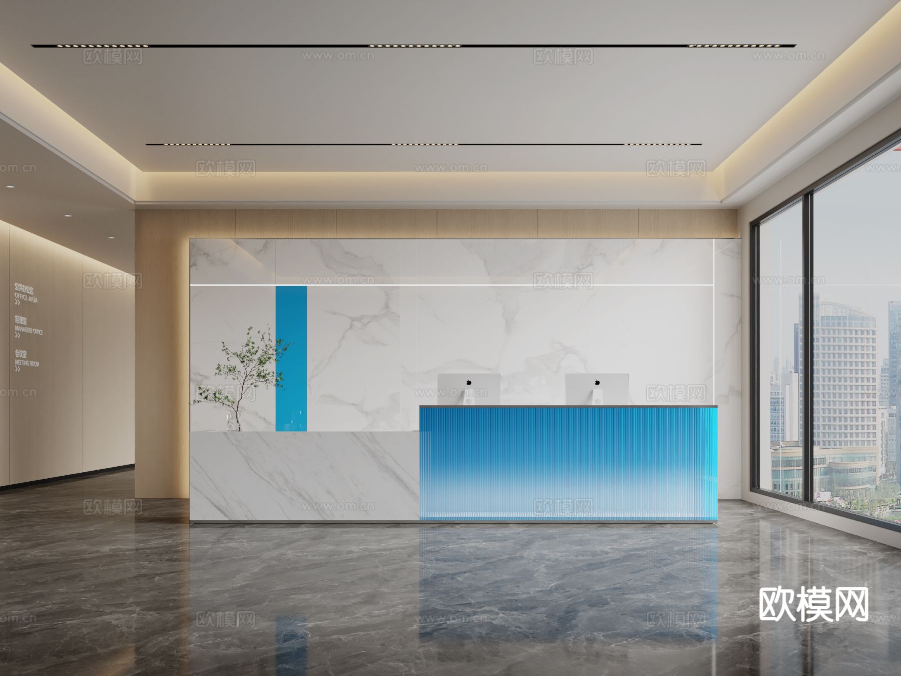 现代公司前台su模型下载（渲染图2）