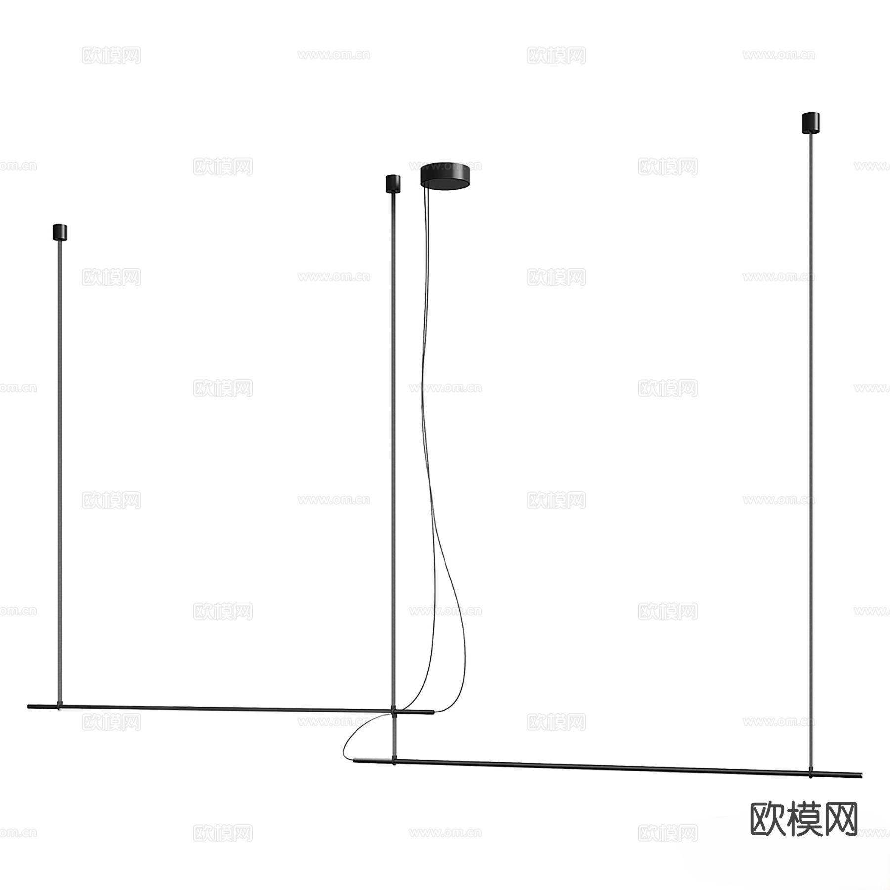 Pablo 长条吊灯3d模型