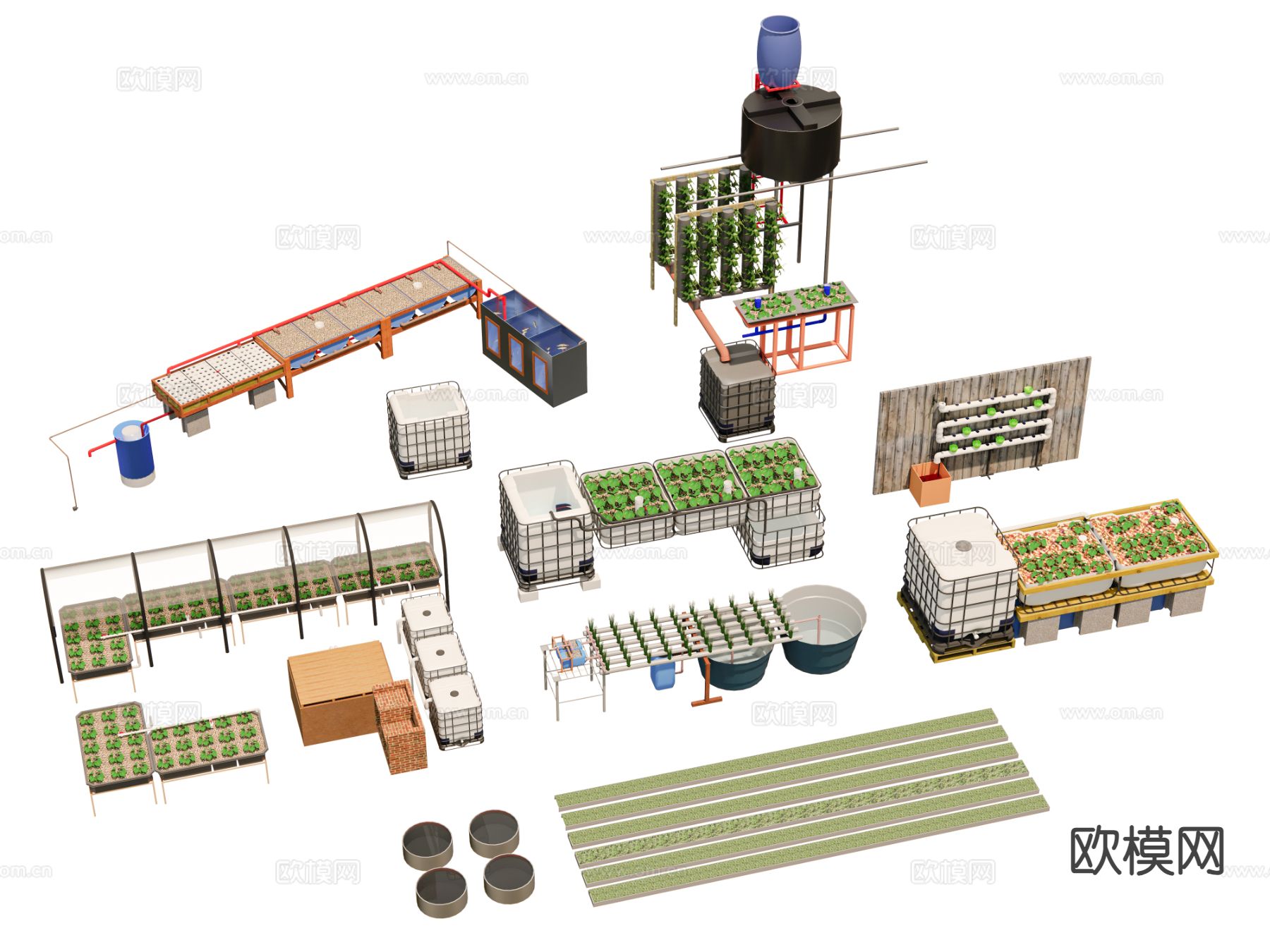 现代灌溉设备 菜园菜地 养殖培育设备3d模型