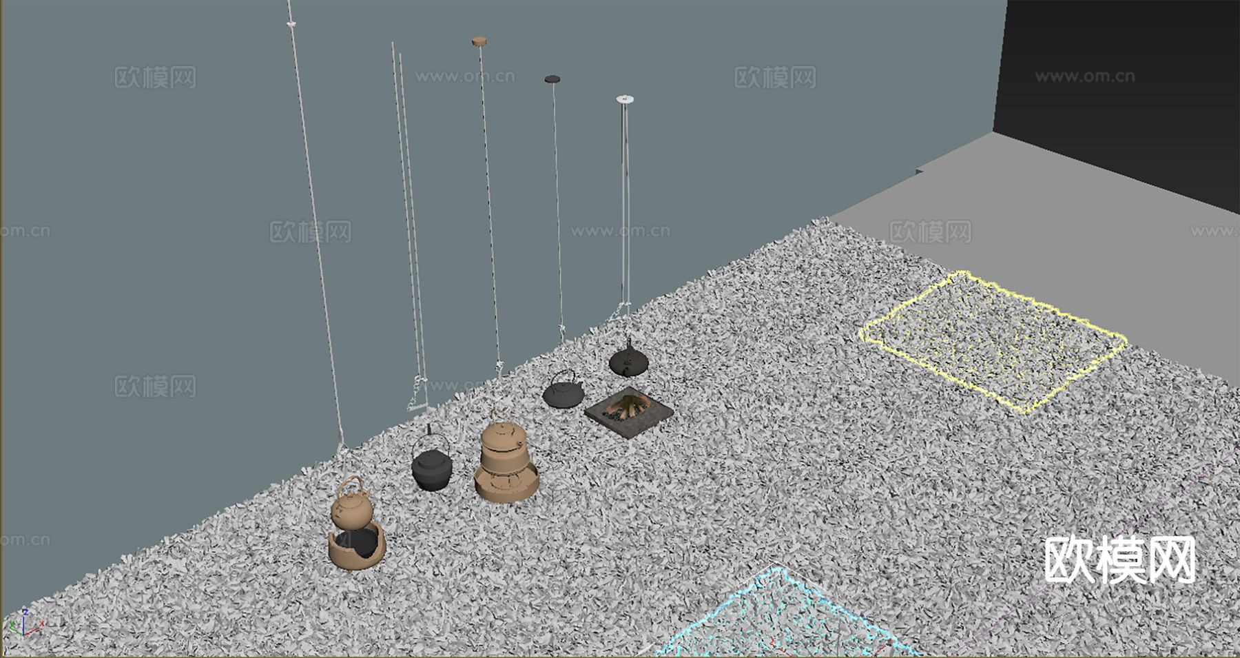 茶具 茶壶 围炉煮茶 悬挂茶壶3d模型