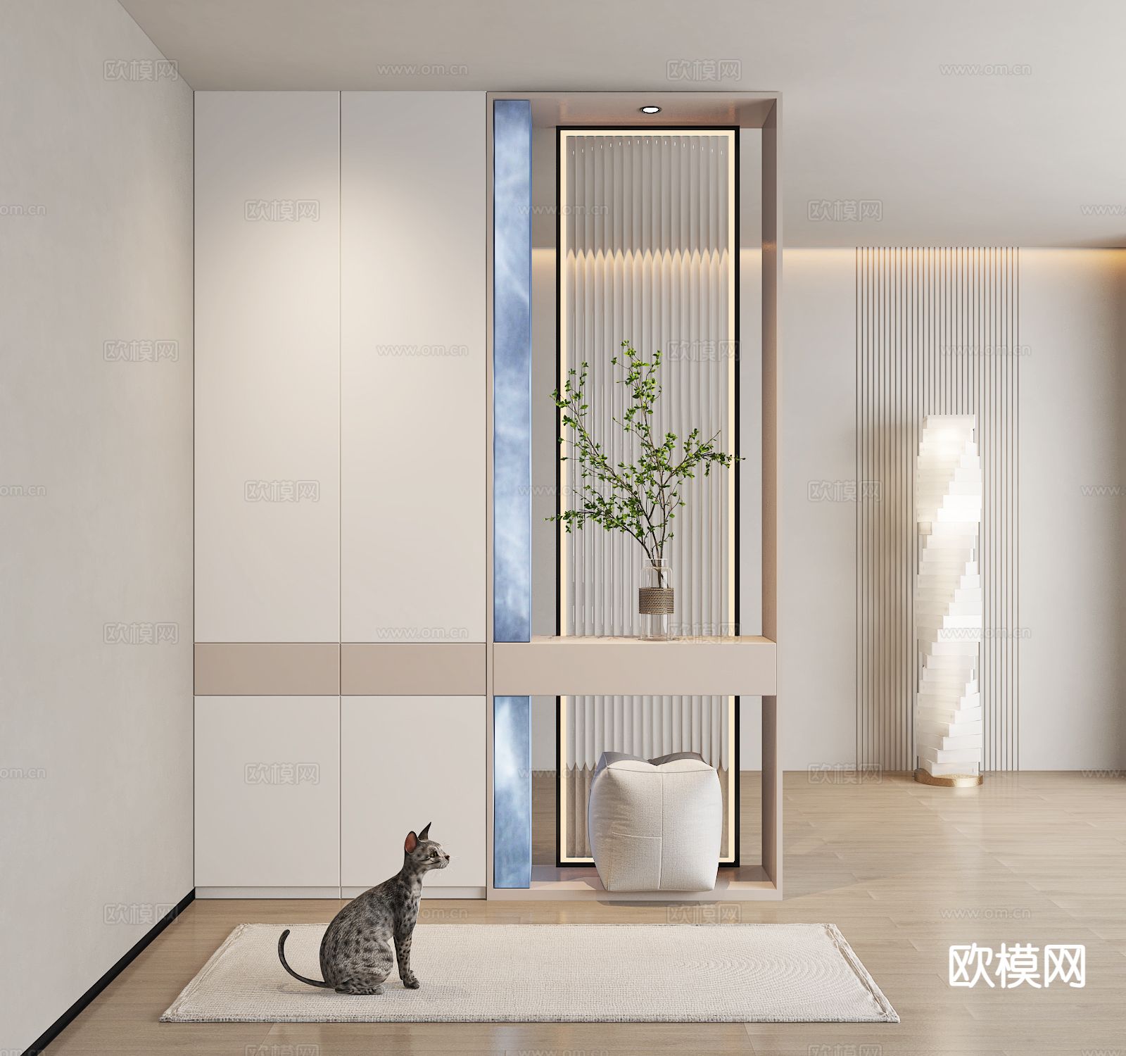 玄关鞋柜 隔断鞋柜su模型下载（渲染图2）