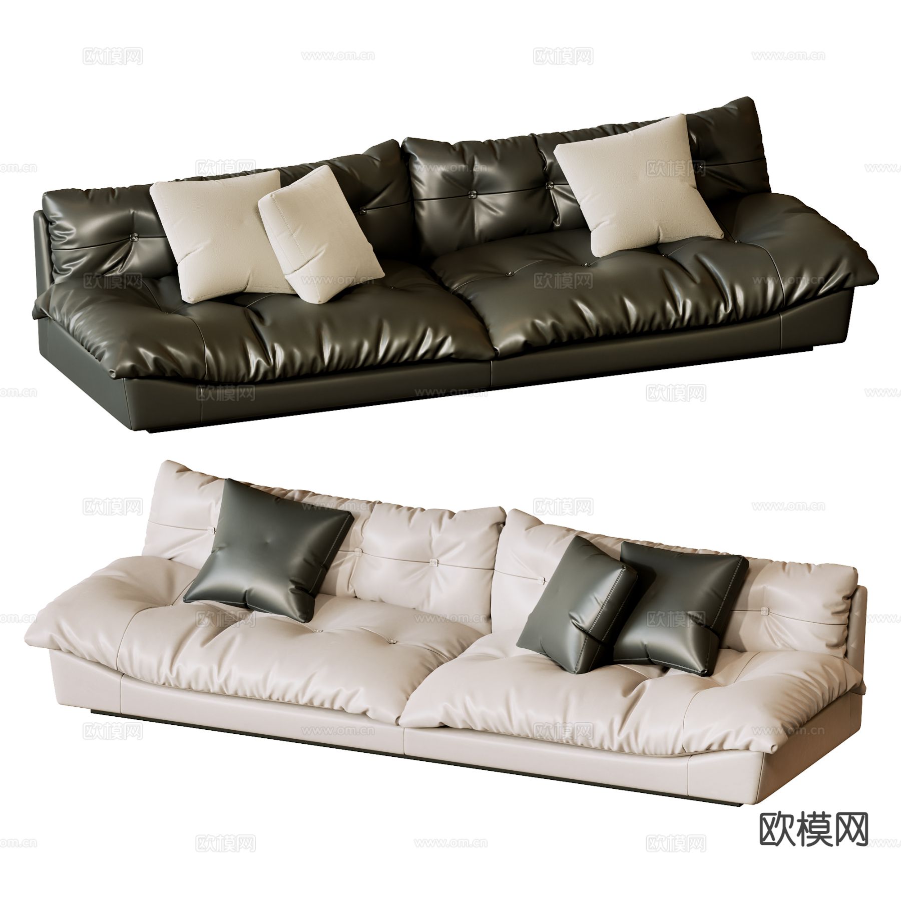 baxter 现代双人沙发 花瓣沙发 云朵沙发3d模型下载（渲染图1）