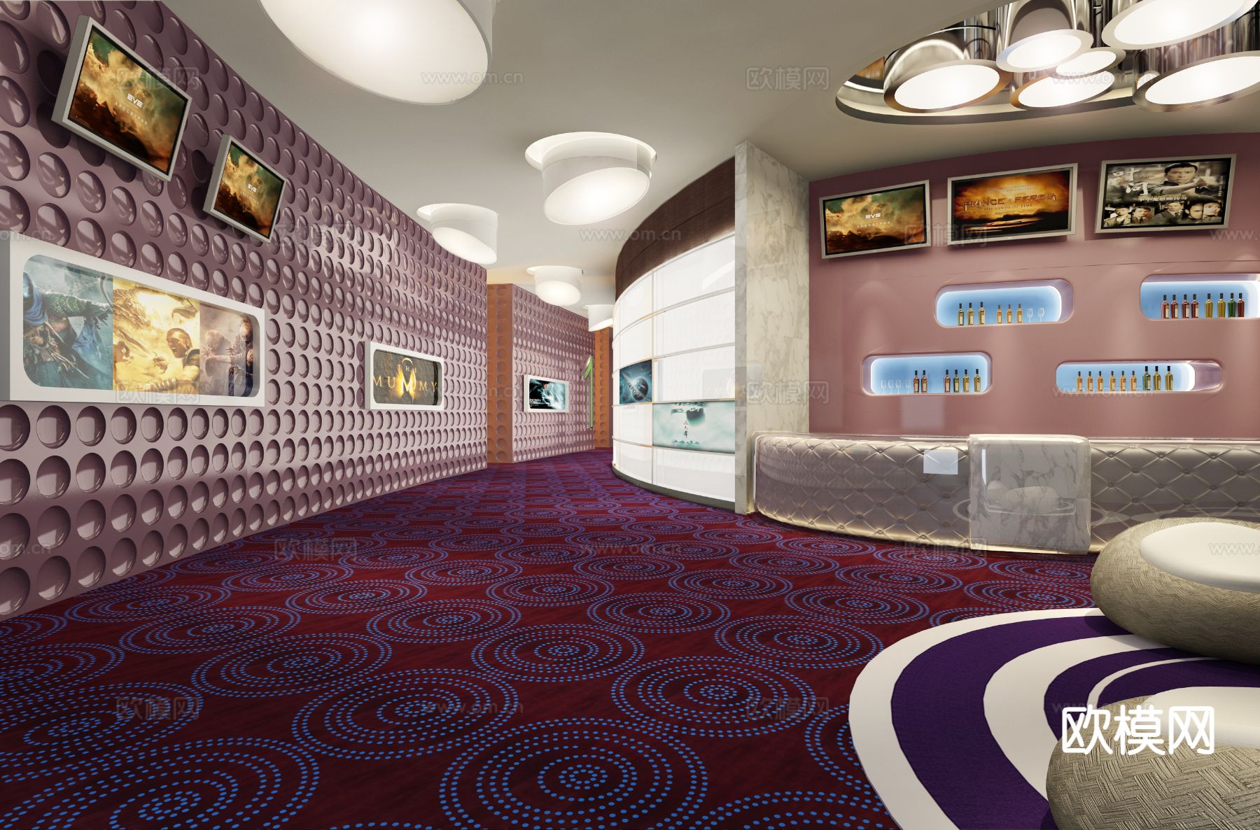 现代电影院3d模型下载