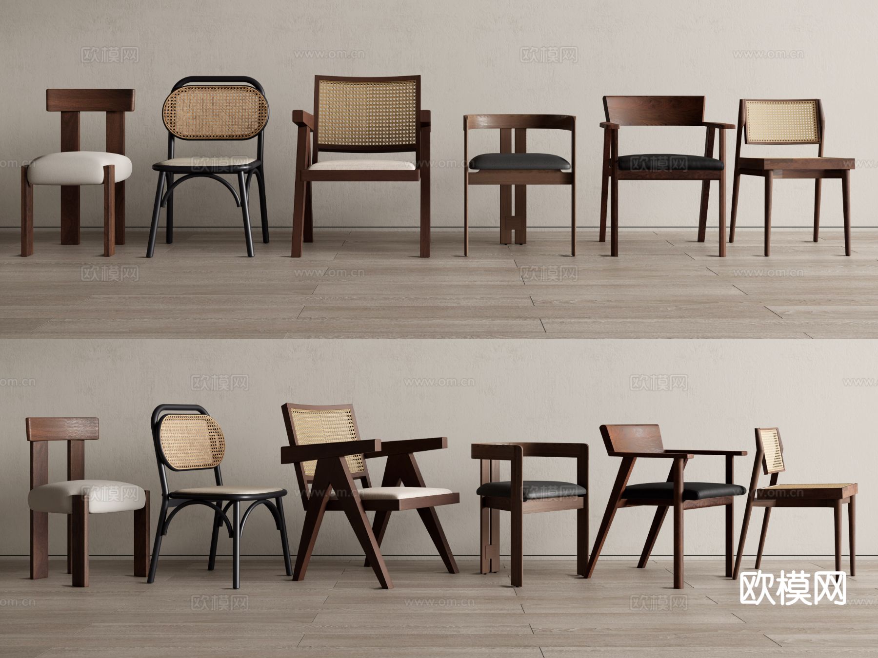 中古风椅子 餐椅su模型下载（渲染图2）