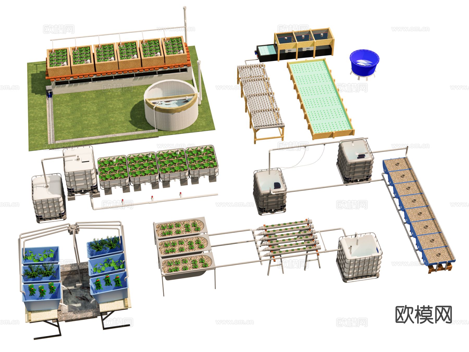 现代灌溉设备 菜园菜地 养殖培育设备3d模型