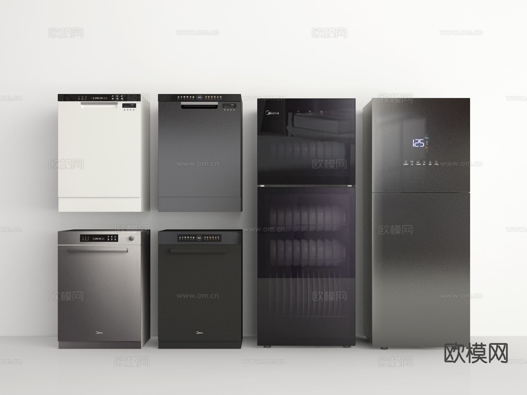 厨房电器 洗碗机 消毒柜 洗碗柜su模型下载（渲染图2）
