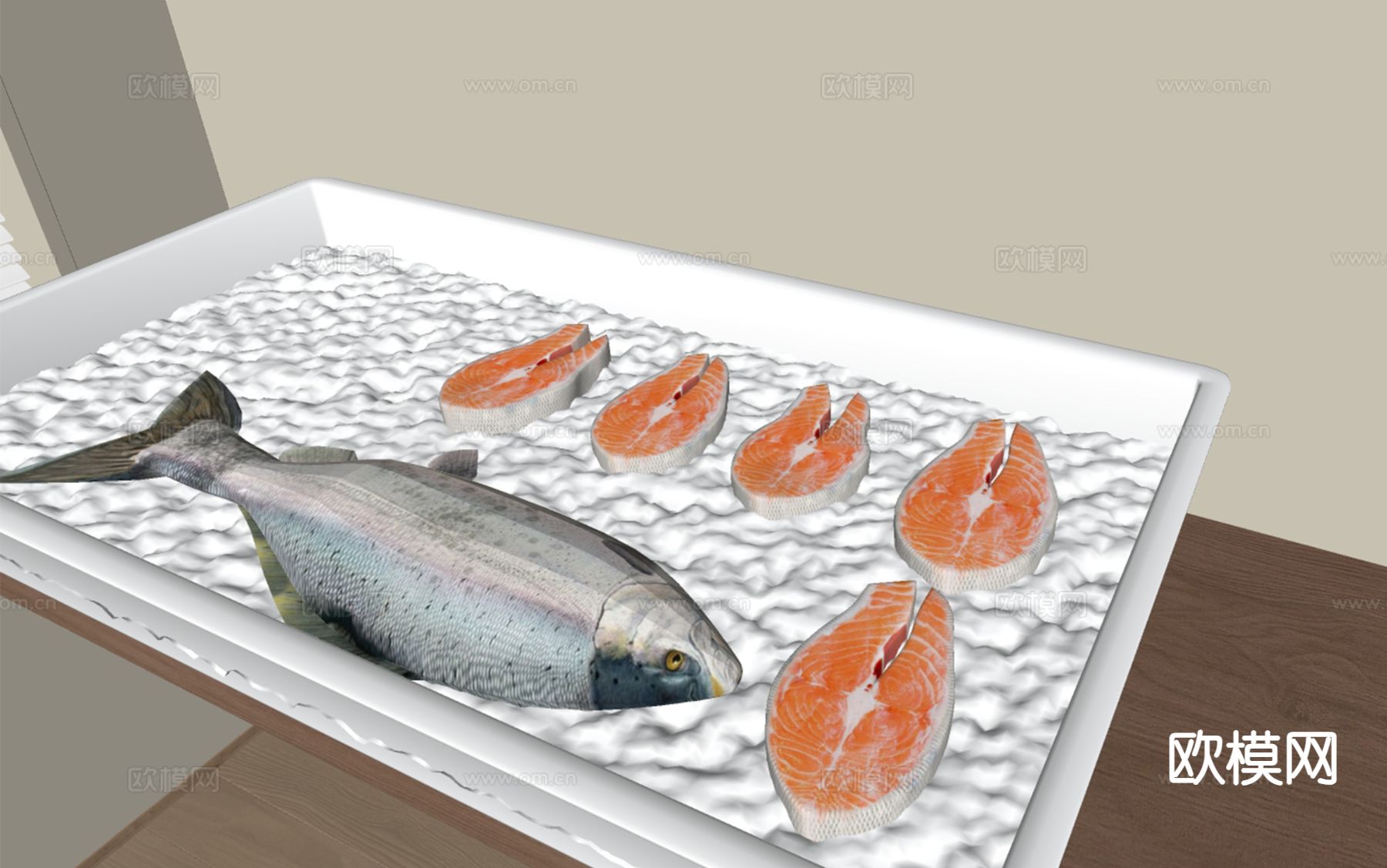生鲜 鱼肉 鱼生片 食物su模型下载（渲染图1）