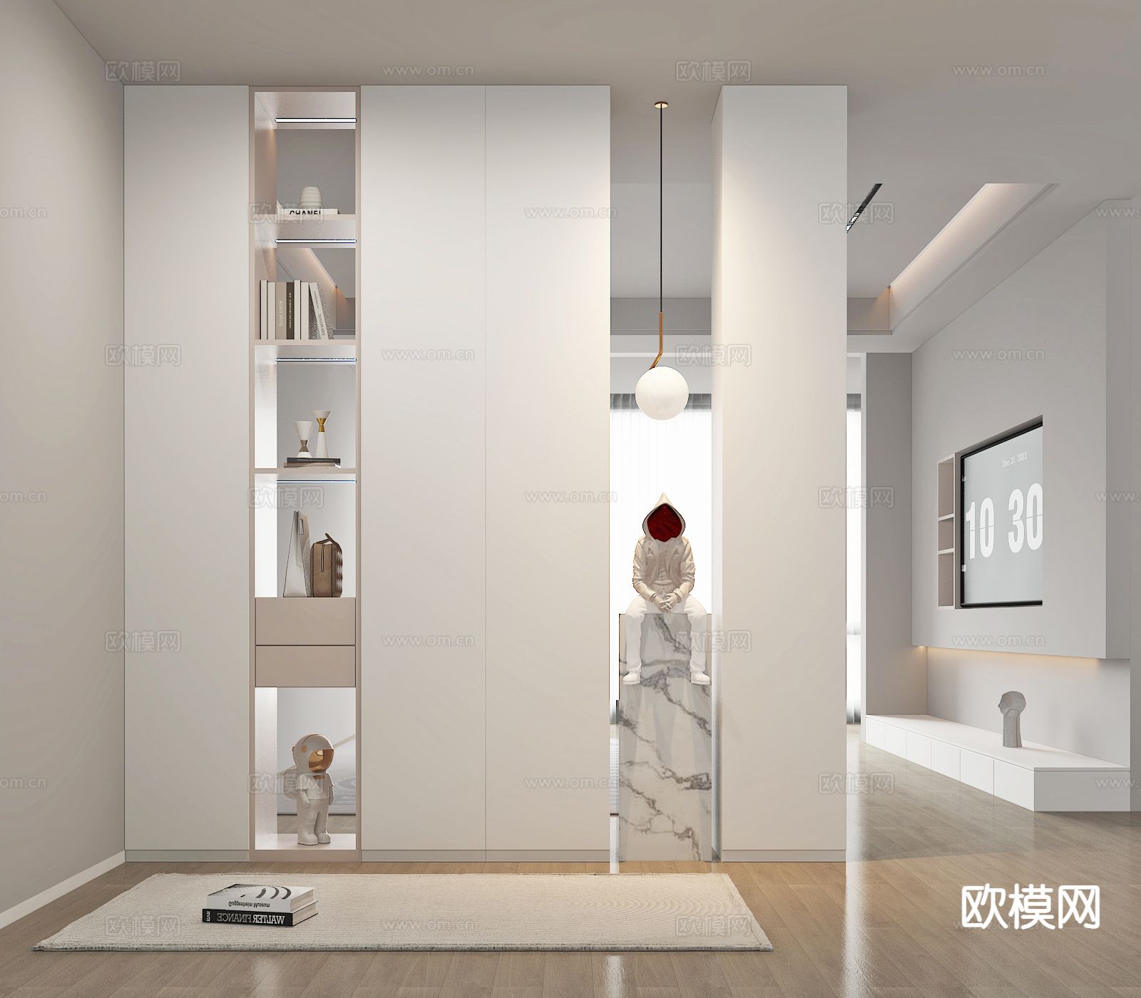 玄关鞋柜 隔断鞋柜su模型下载（渲染图2）