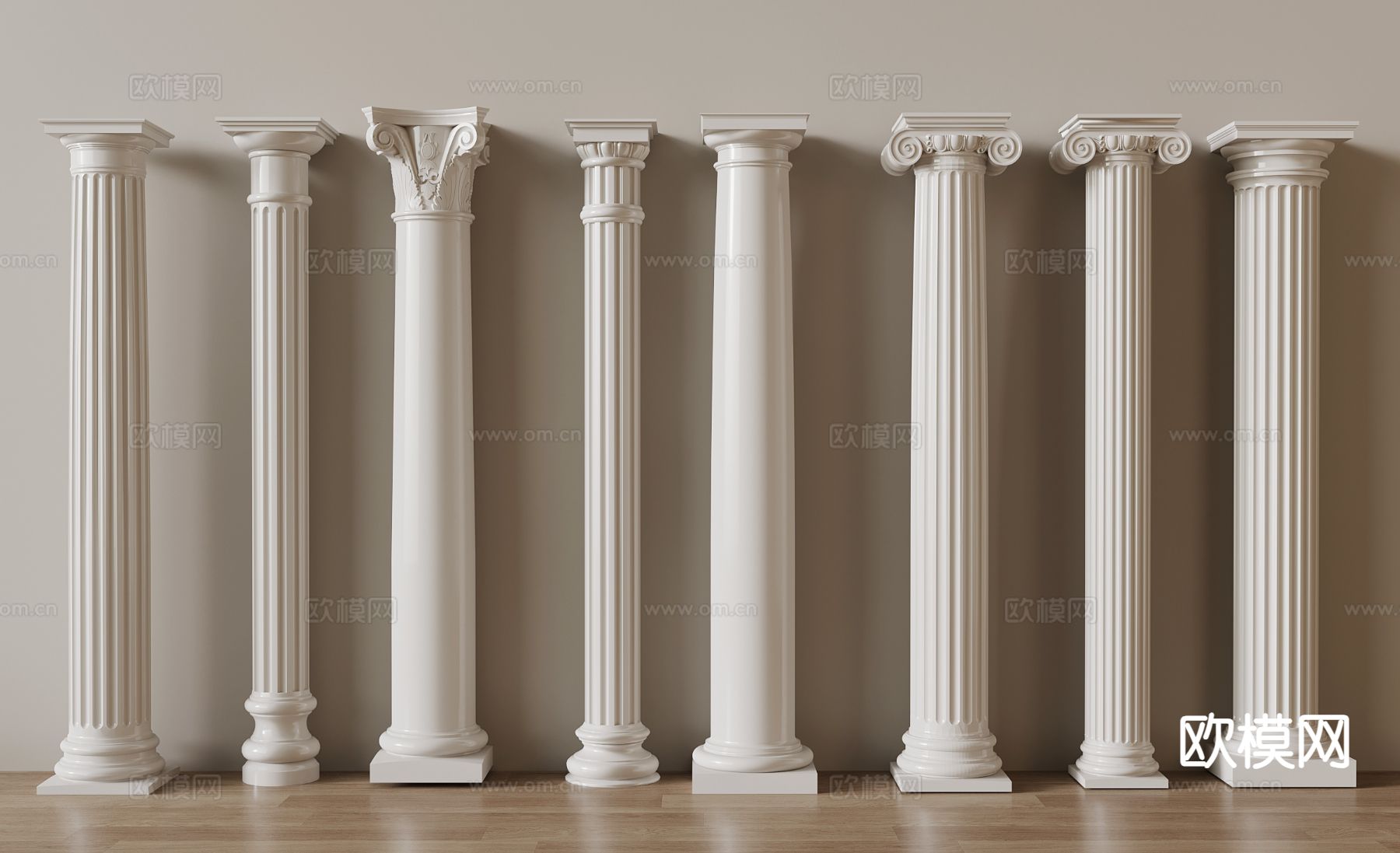 欧式罗马柱 柱子 圆柱 石膏柱3d模型下载