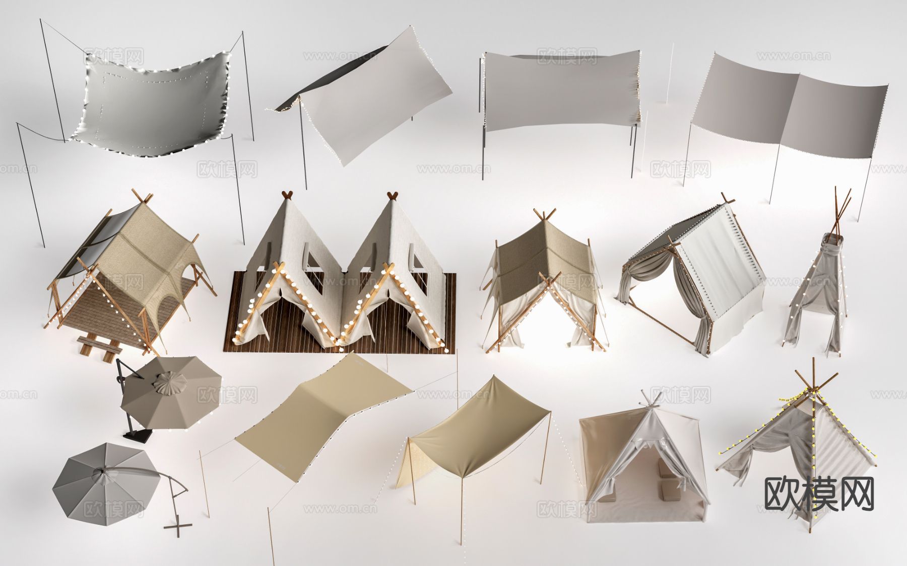 现代露营帐篷 户外帐篷su模型下载（渲染图2）