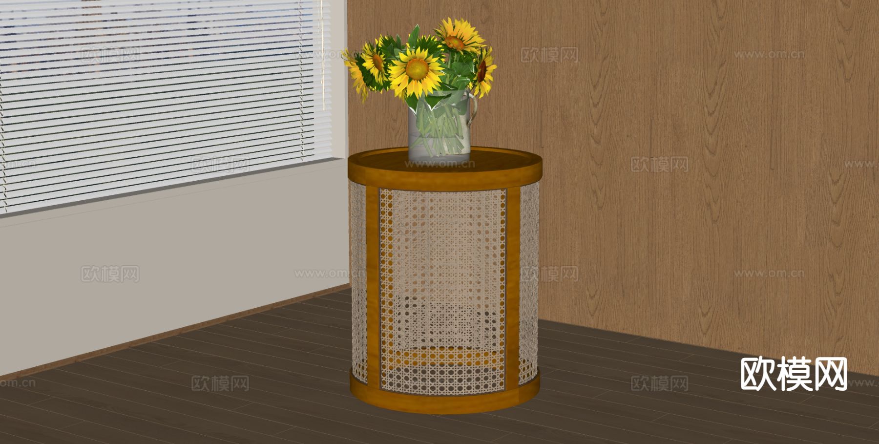 原木风边几 角几 圆几su模型