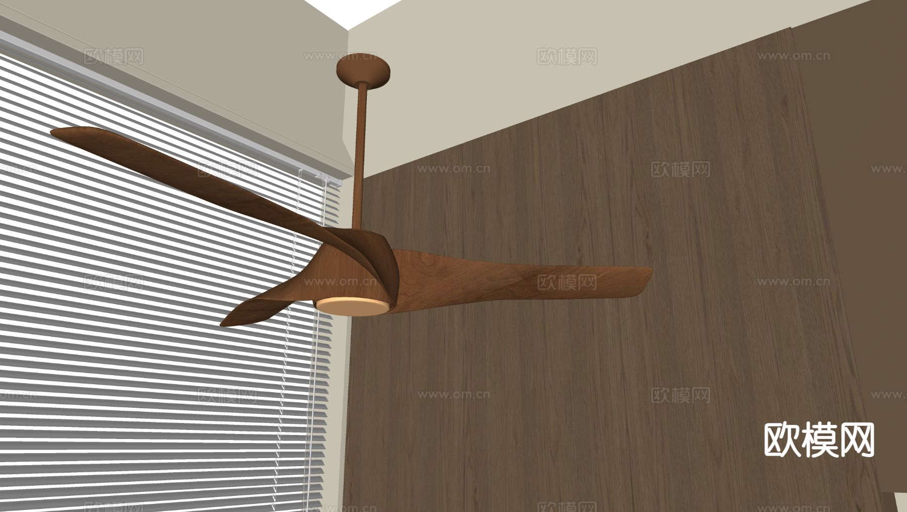 美式风扇灯 吊扇灯su模型下载（渲染图1）