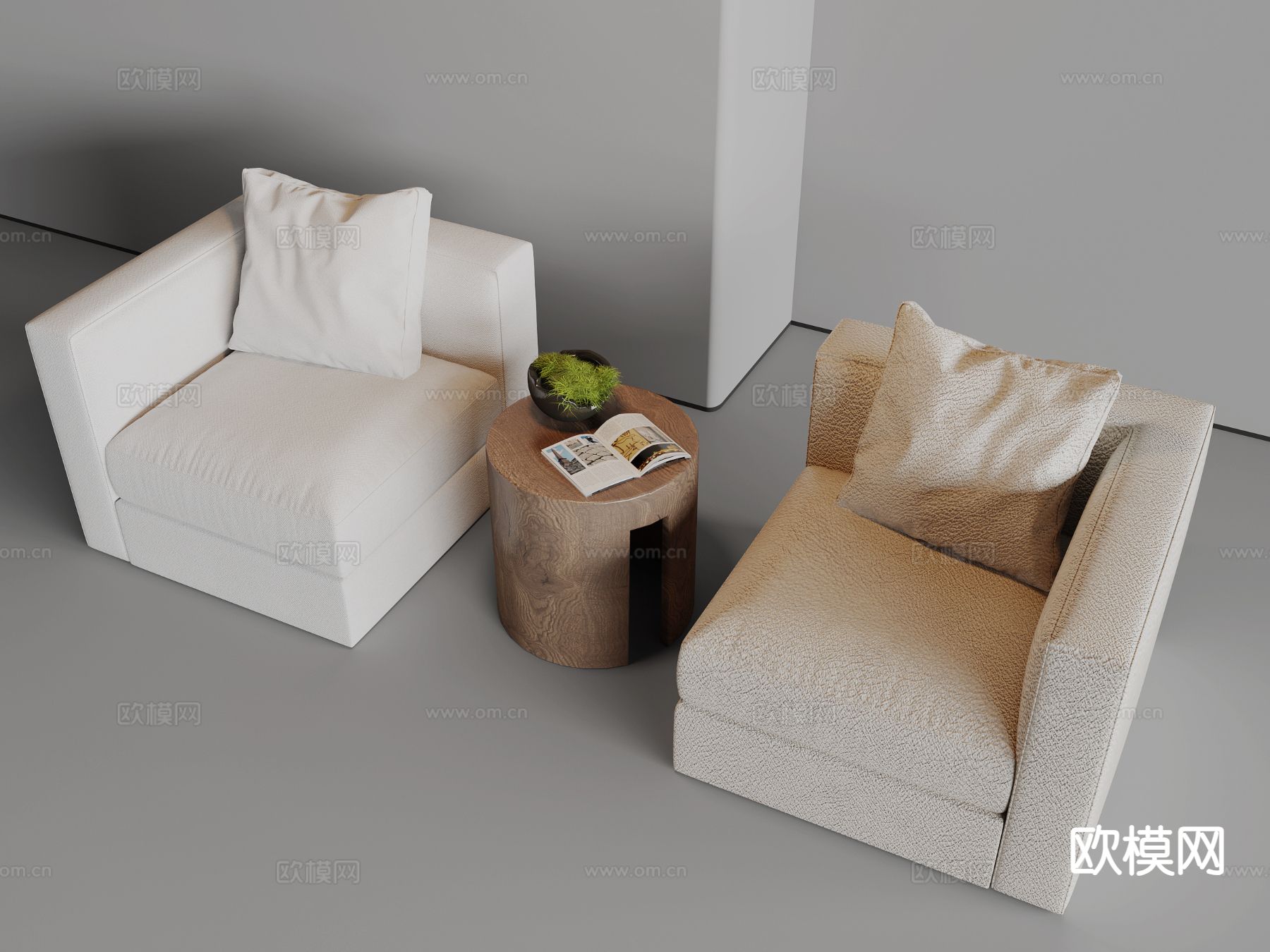 现代单人沙发3d模型下载