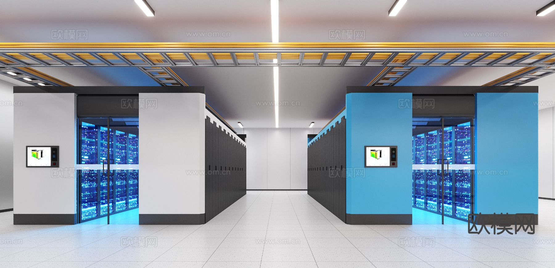 现代机房 机柜3d模型下载