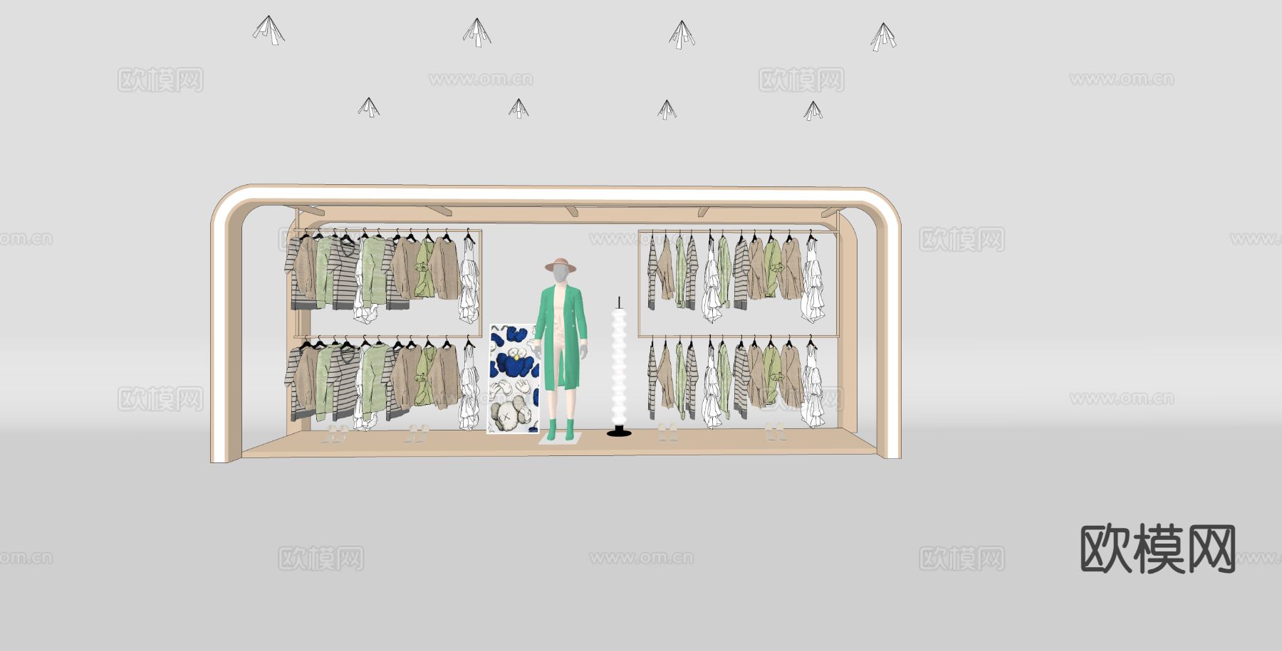 女装橱窗 女装美陈su模型下载（渲染图1）