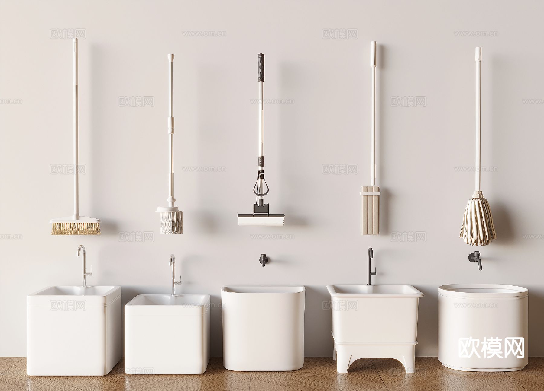 拖把池 拖布池 墩布池su模型下载（渲染图2）