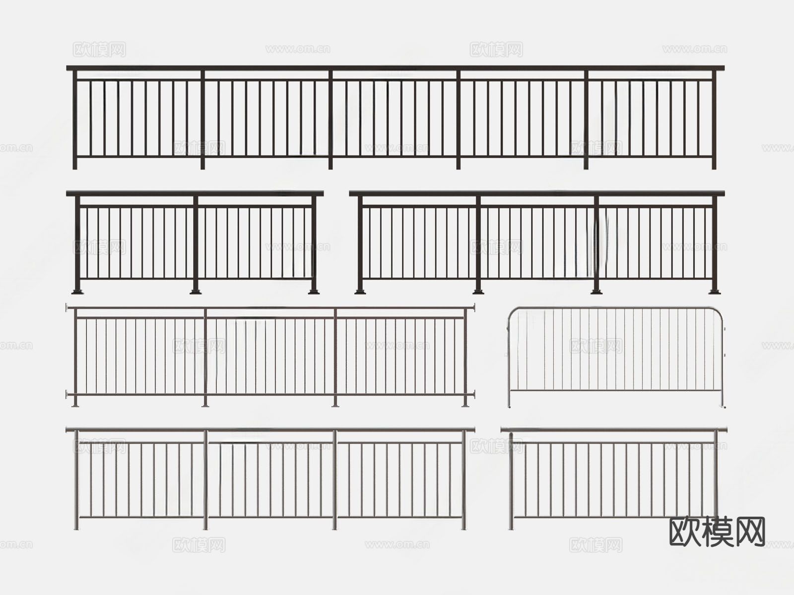 现代栏杆 护栏 栅栏 围栏3d模型