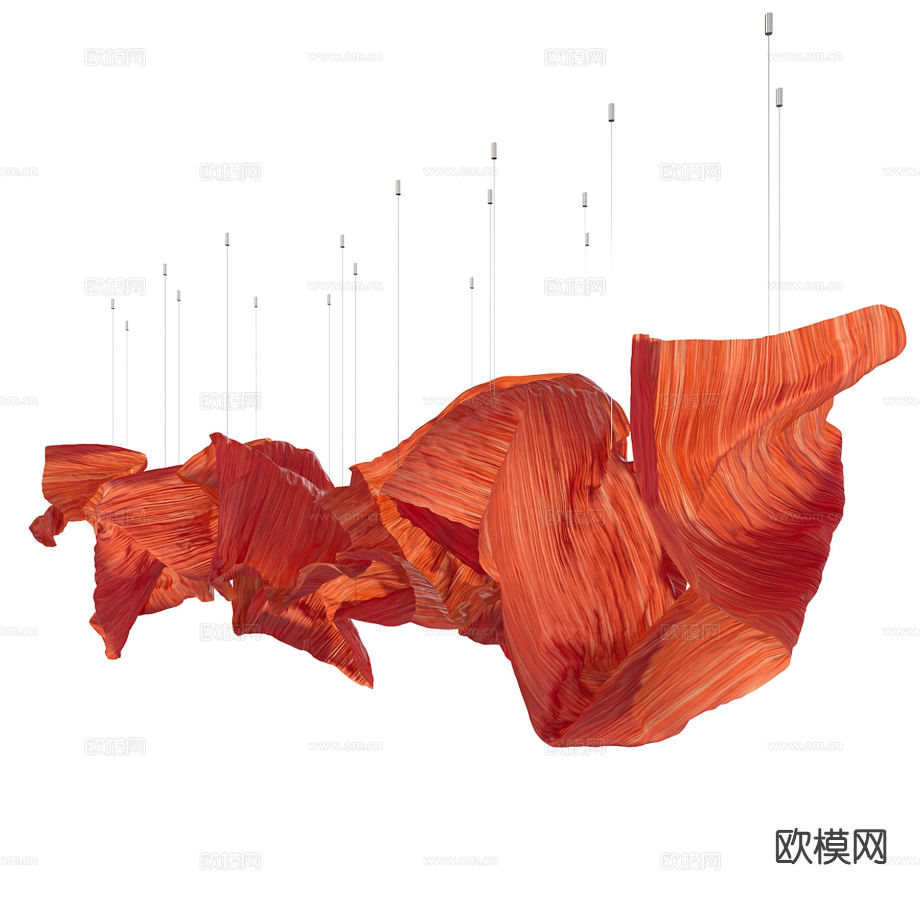 现代纸质飘带吊饰3d模型