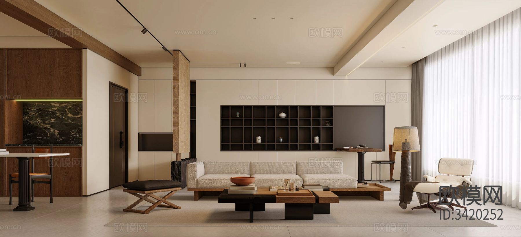 中古风客餐厅效果图下载（渲染图1）