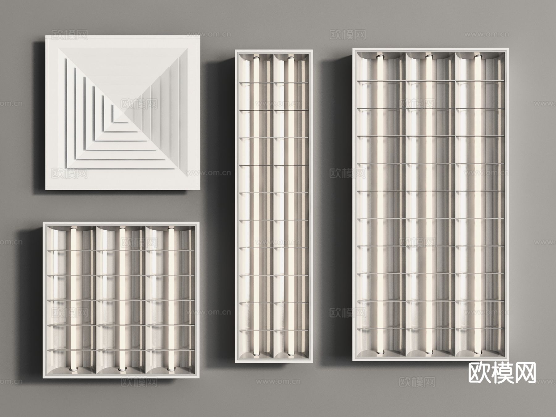 现代格栅灯 面板灯3d模型