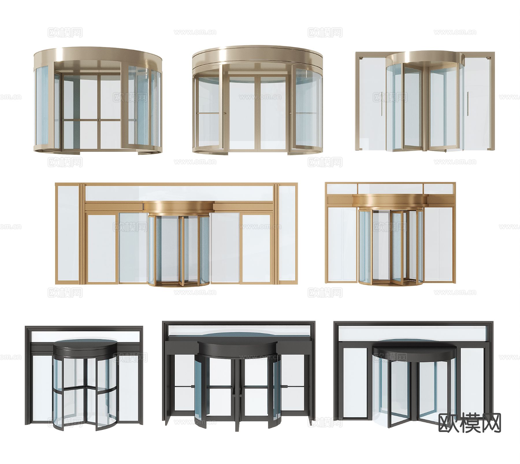 现代酒店旋转门 感应门自动门3d模型