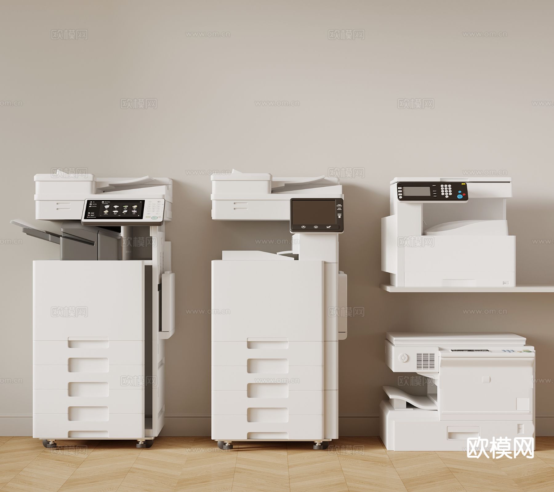 复印机 彩印机 扫描仪 传真机su模型下载（渲染图2）