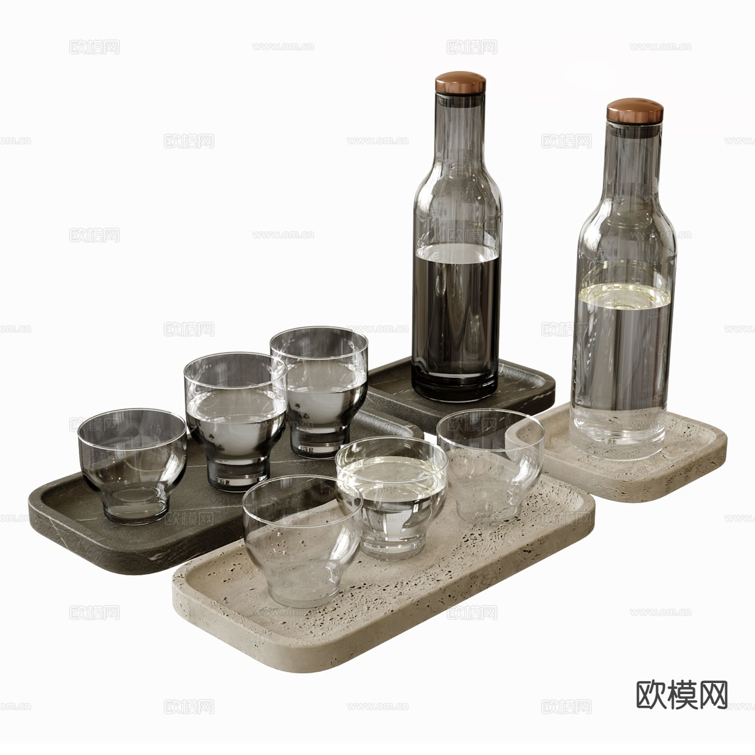 茶具 水杯 玻璃杯 茶托3d模型