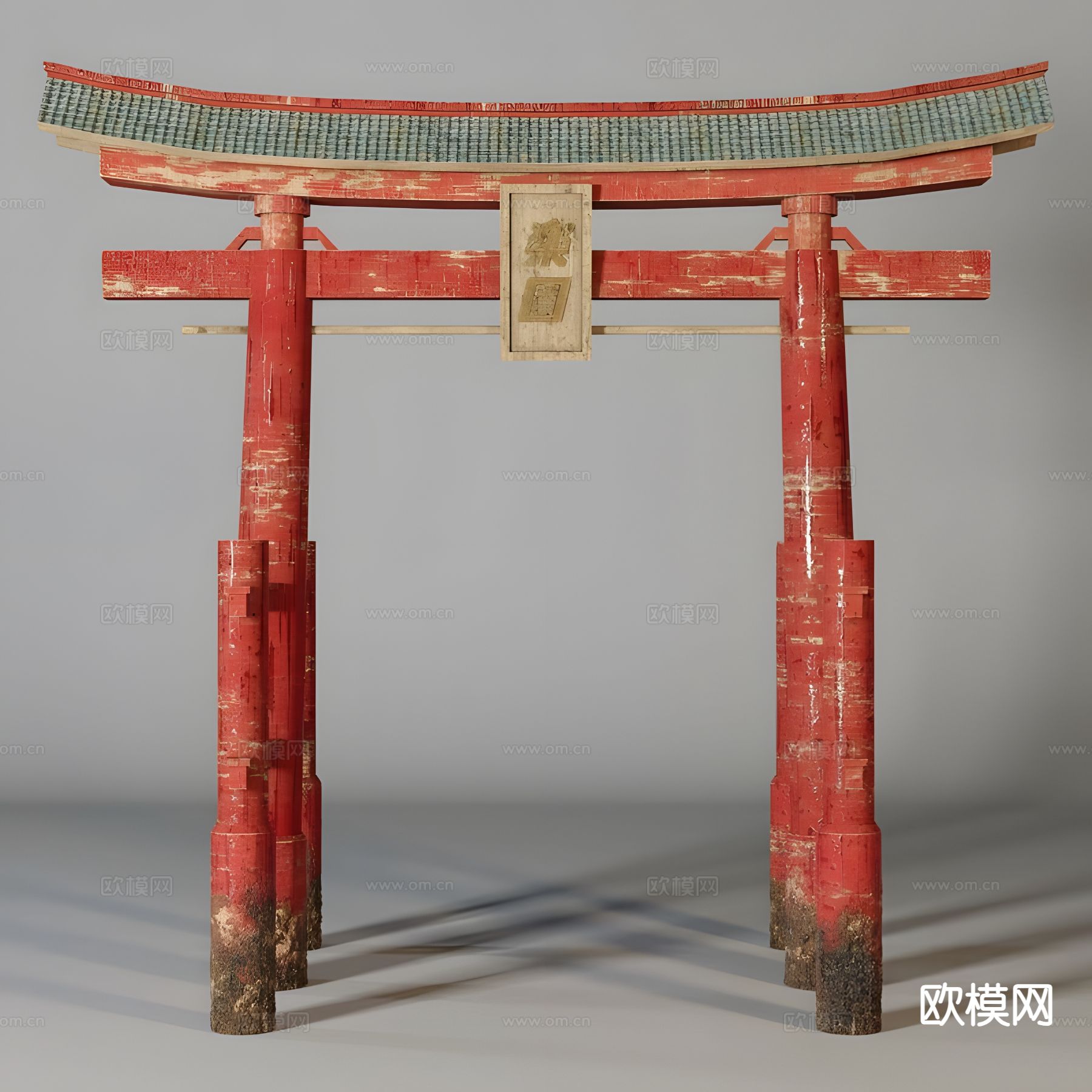 日式鸟居门构件3d模型下载（渲染图1）