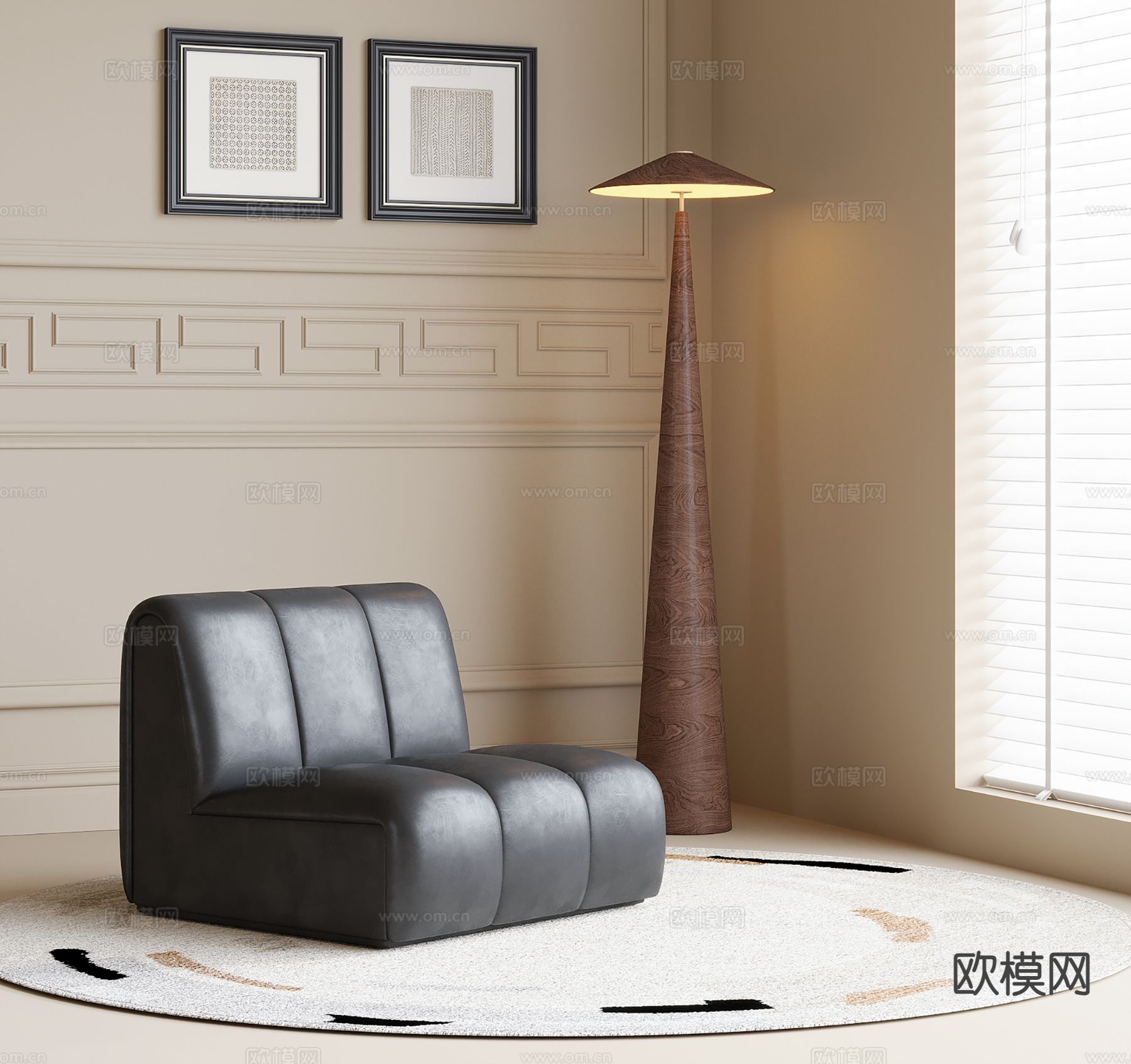 现代休闲沙发3d模型下载