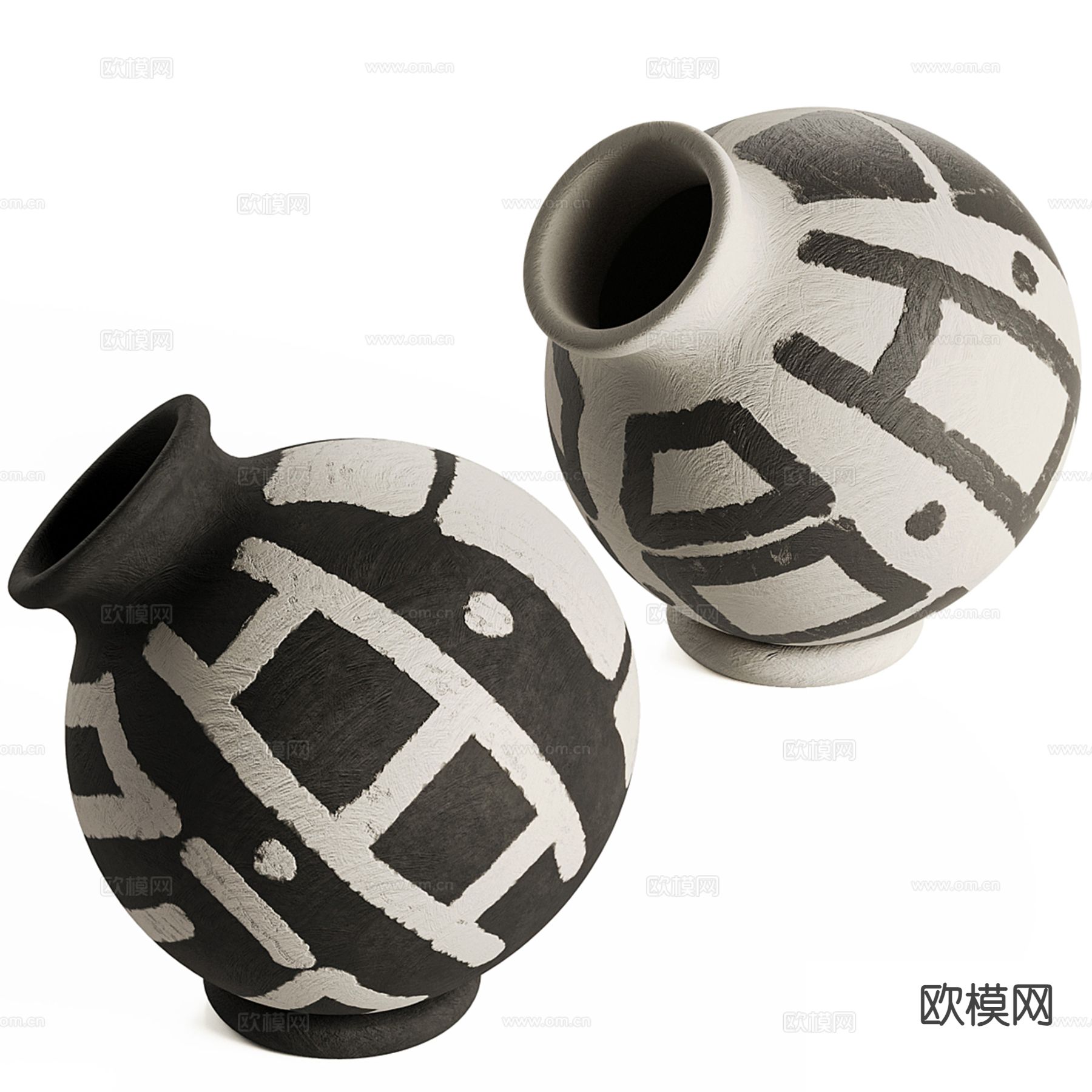 中古风陶瓷 器皿 花瓶su模型下载（渲染图4）