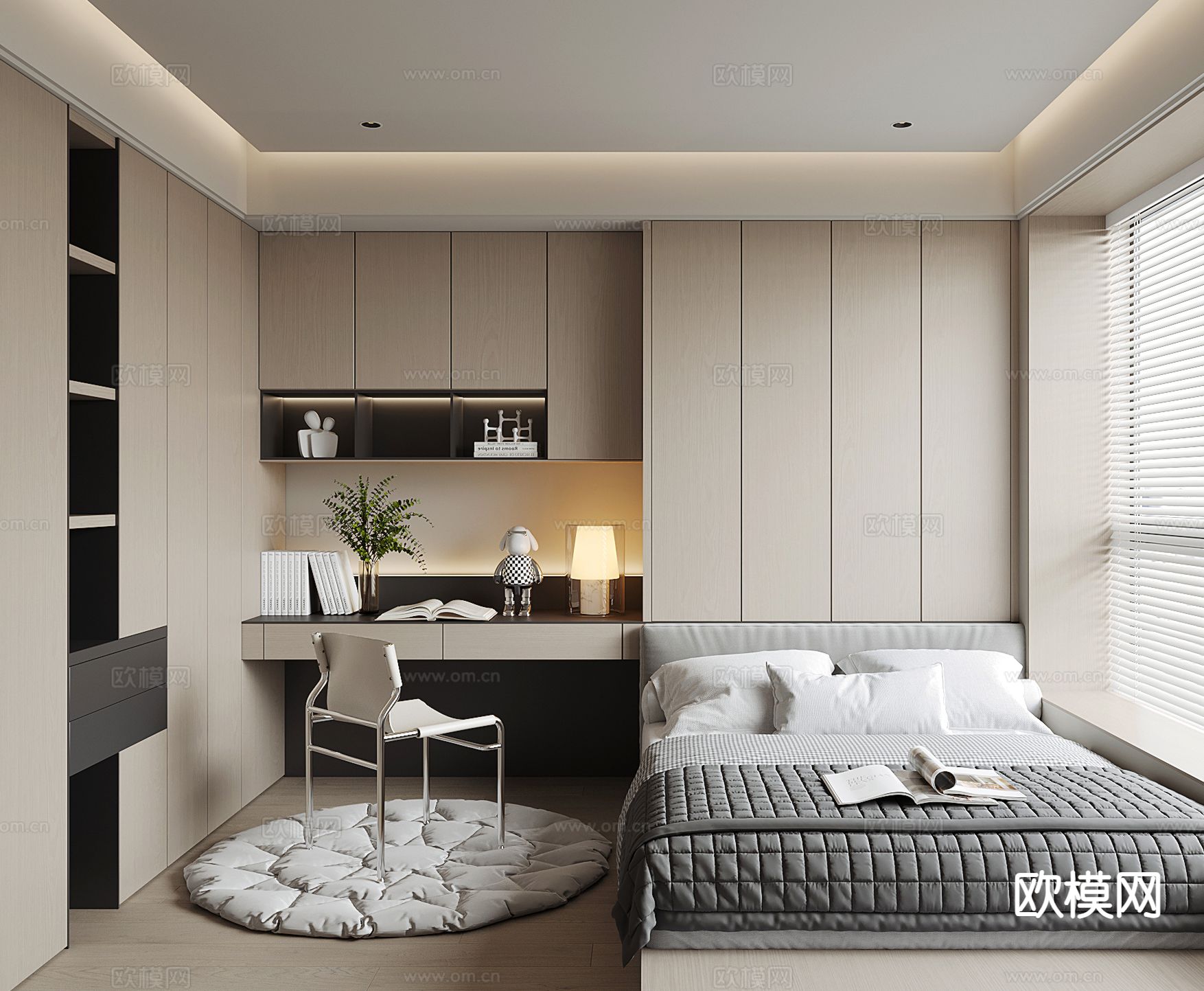 现代榻榻米卧室3d模型下载